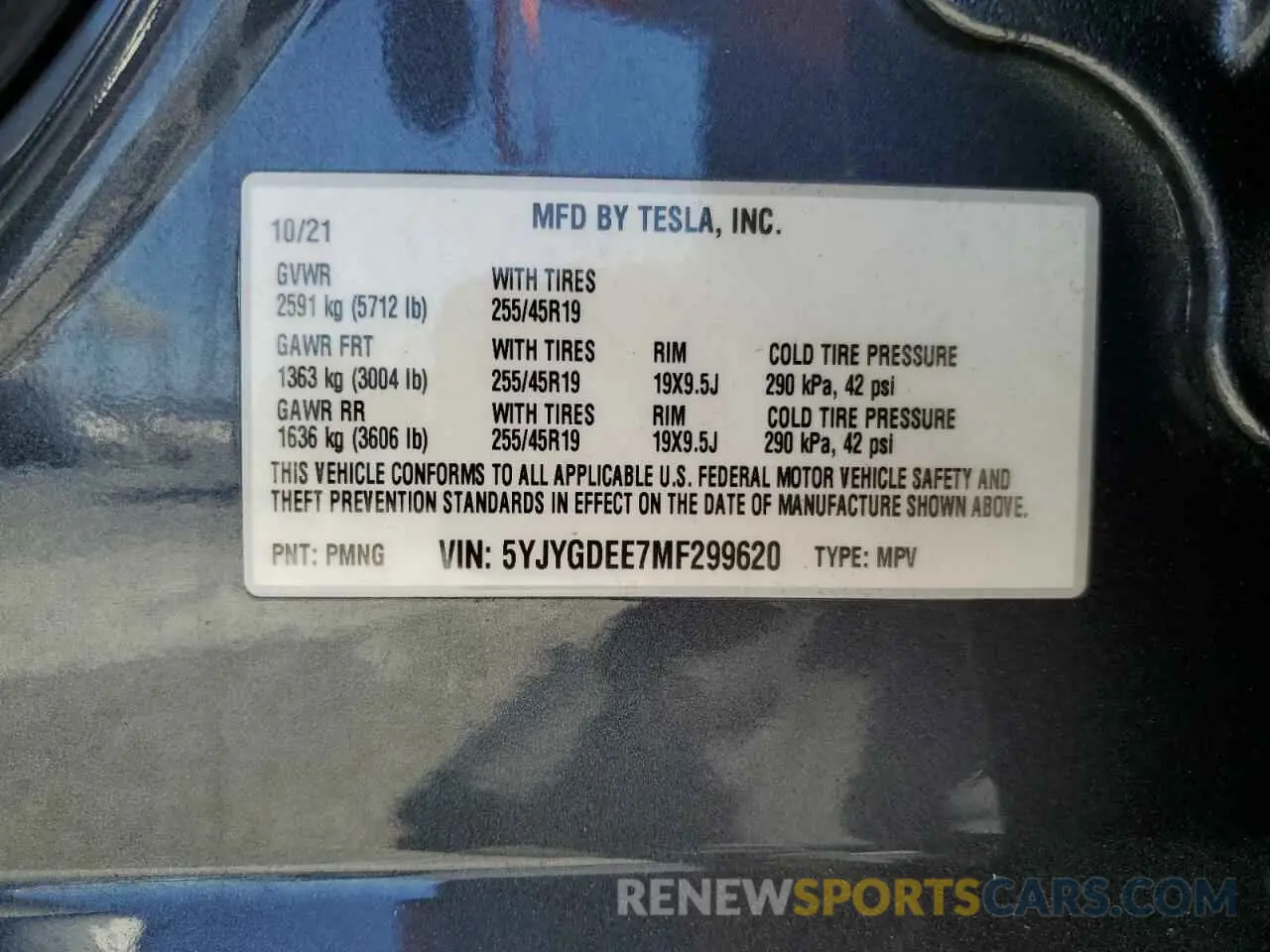 14 Photograph of a damaged car 5YJYGDEE7MF299620 TESLA MODEL Y 2021