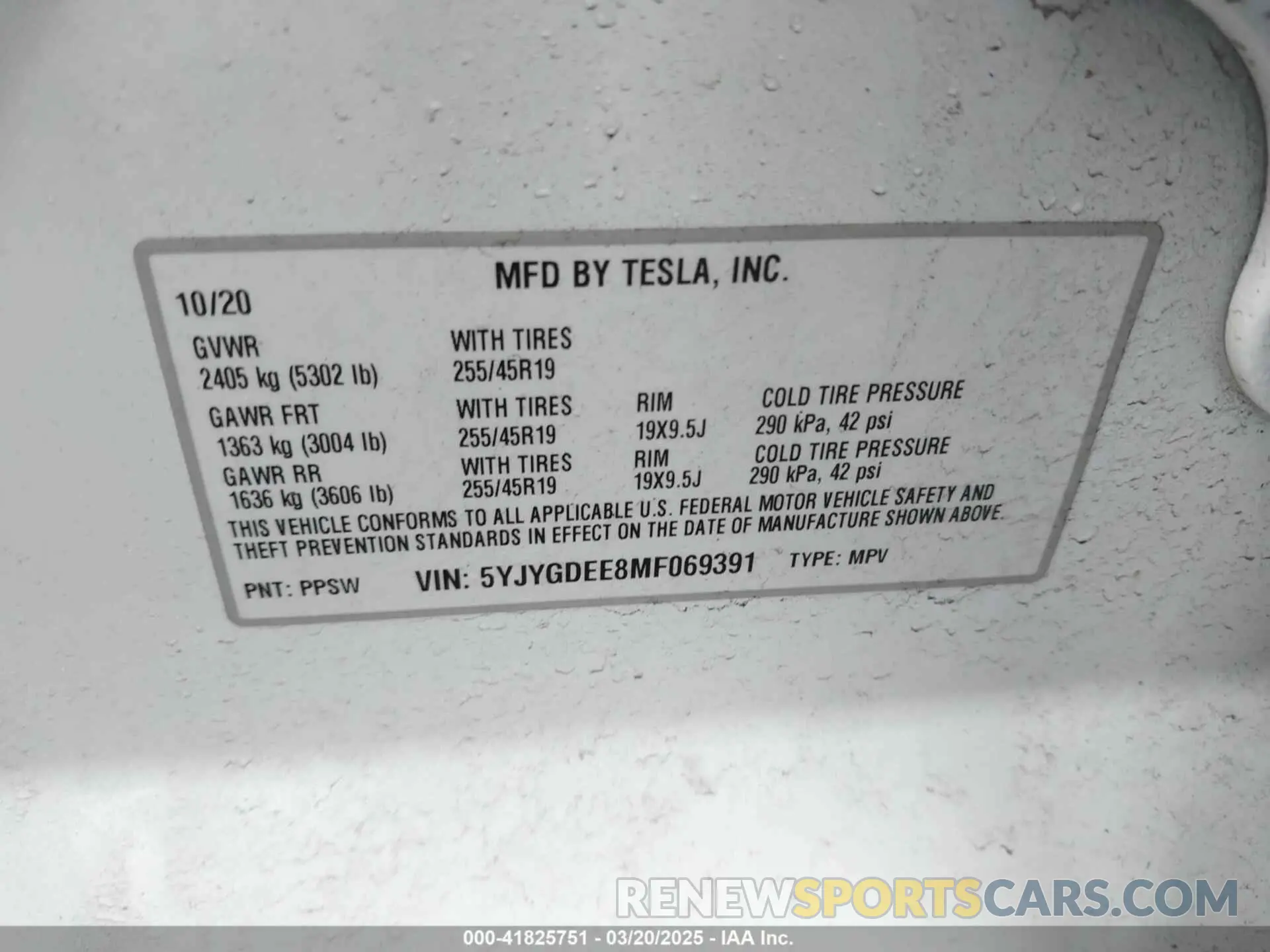 9 Photograph of a damaged car 5YJYGDEE8MF069391 TESLA MODEL Y 2021