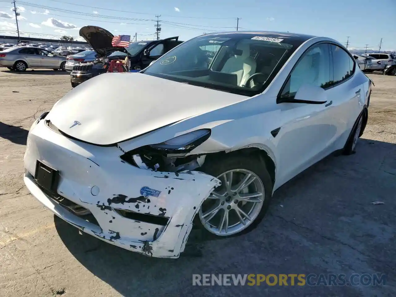 2 Photograph of a damaged car 5YJYGDEE8MF074722 TESLA MODEL Y 2021