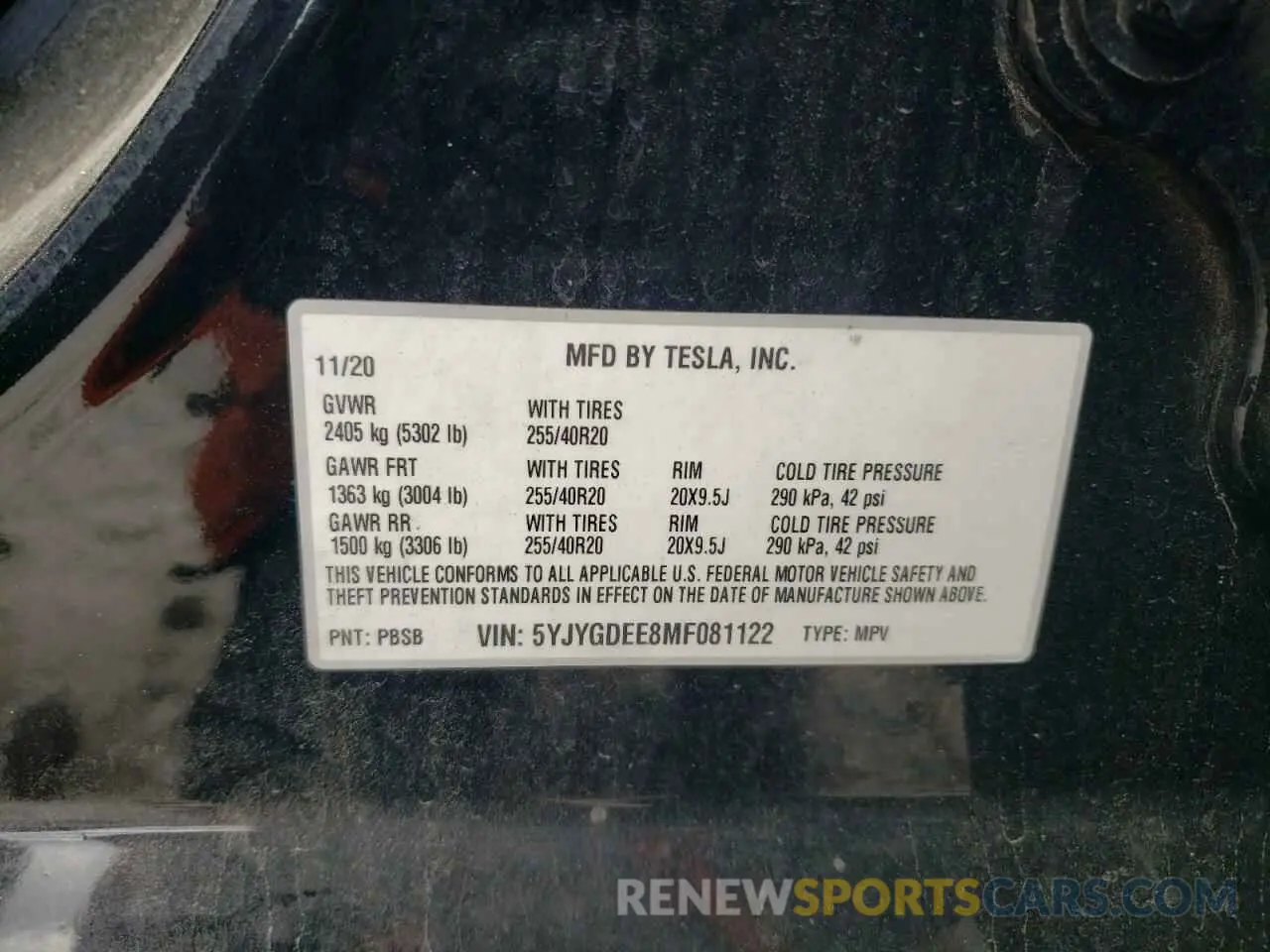 12 Photograph of a damaged car 5YJYGDEE8MF081122 TESLA MODEL Y 2021