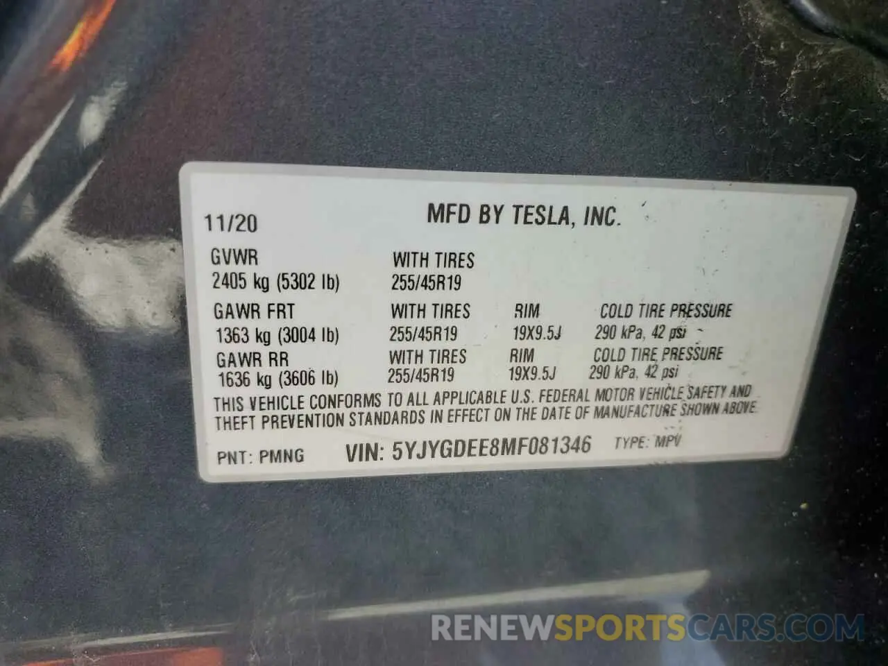 13 Photograph of a damaged car 5YJYGDEE8MF081346 TESLA MODEL Y 2021