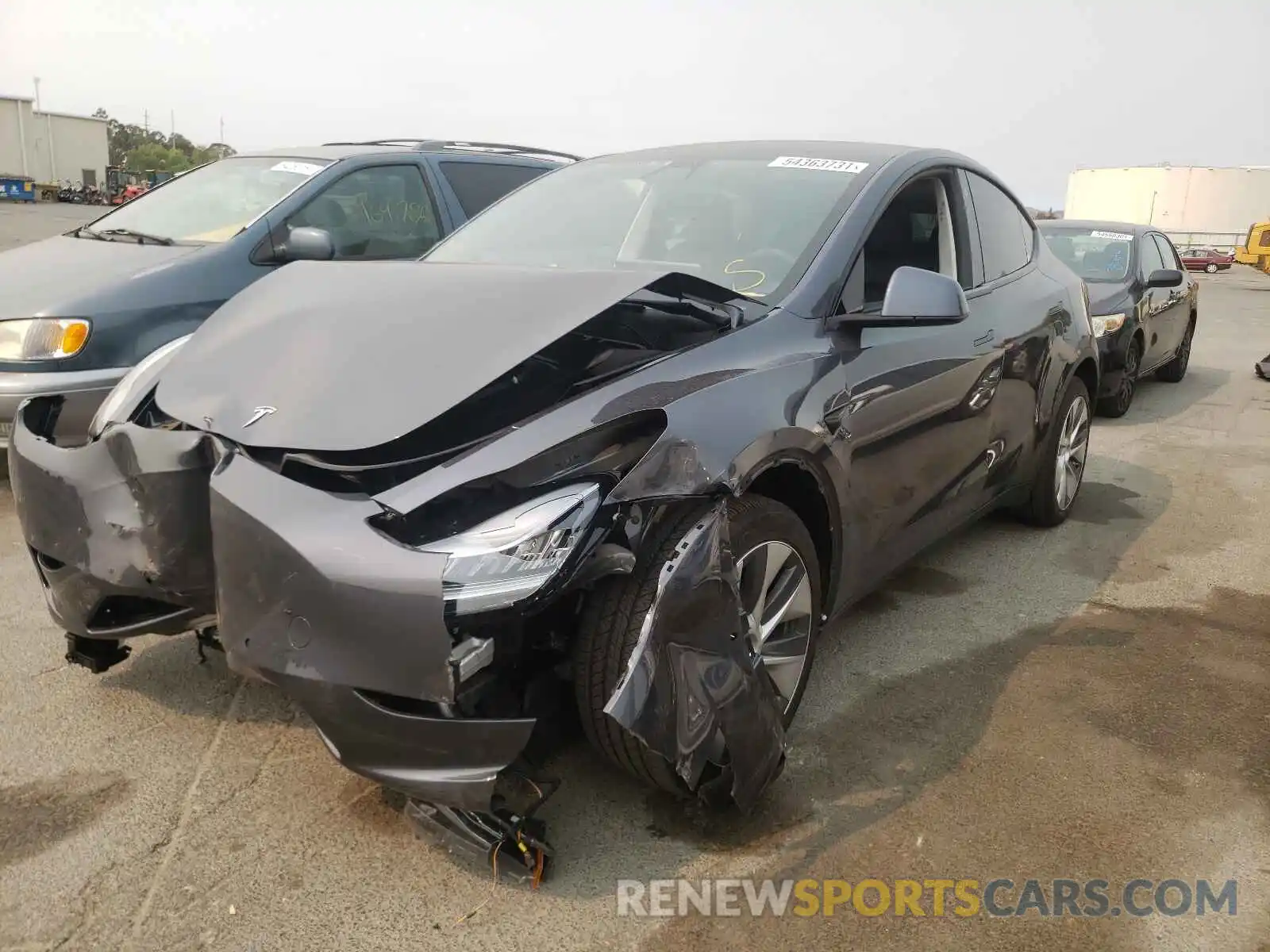 2 Photograph of a damaged car 5YJYGDEE8MF087387 TESLA MODEL Y 2021