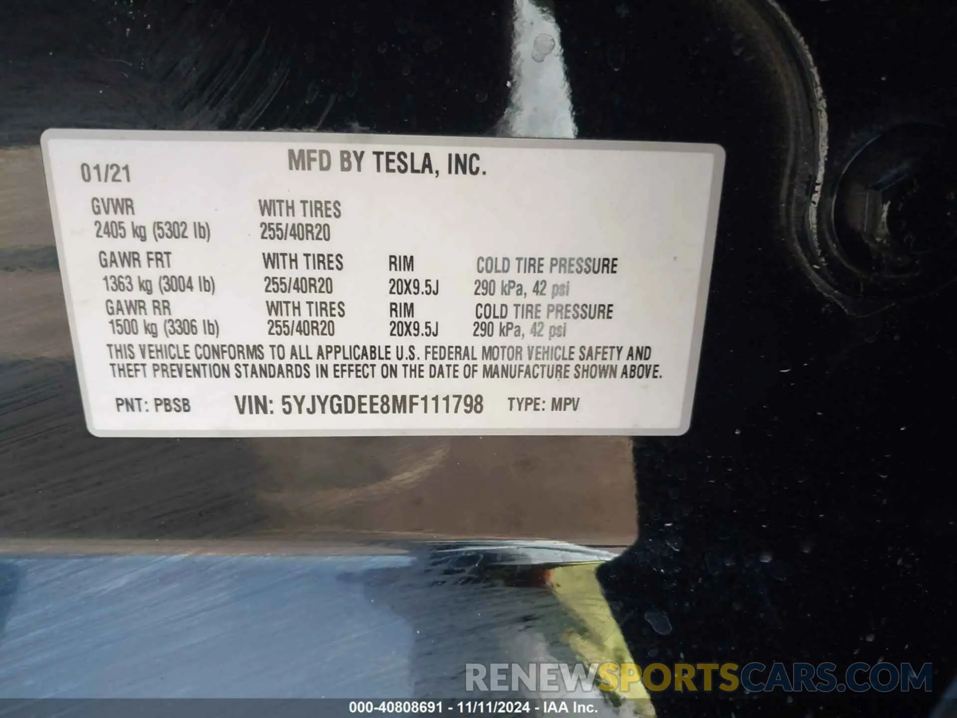 9 Photograph of a damaged car 5YJYGDEE8MF111798 TESLA MODEL Y 2021