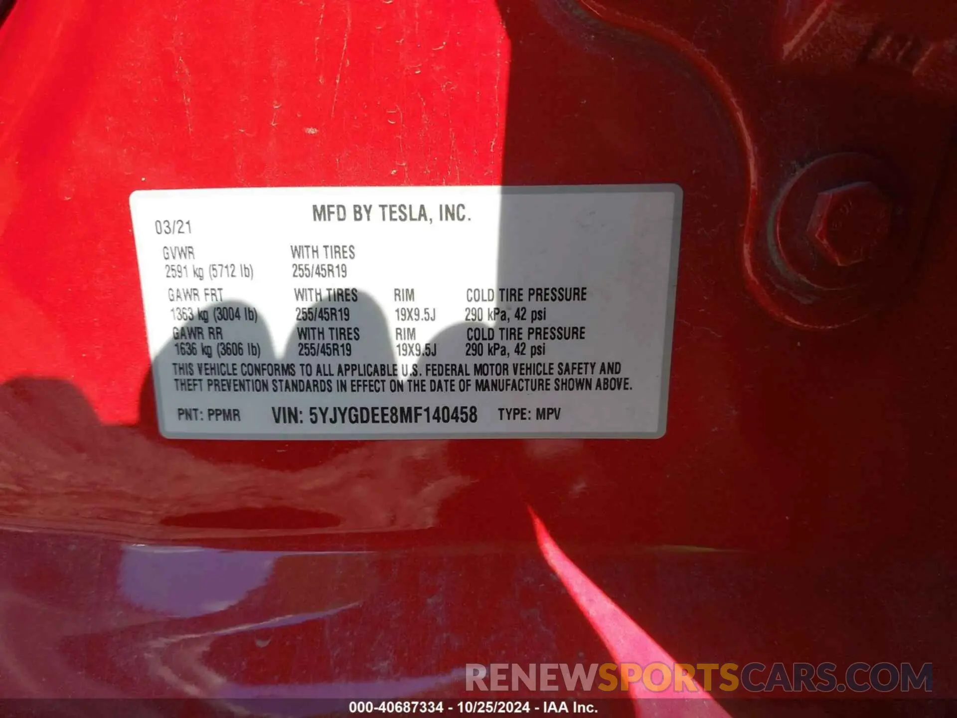 9 Photograph of a damaged car 5YJYGDEE8MF140458 TESLA MODEL Y 2021