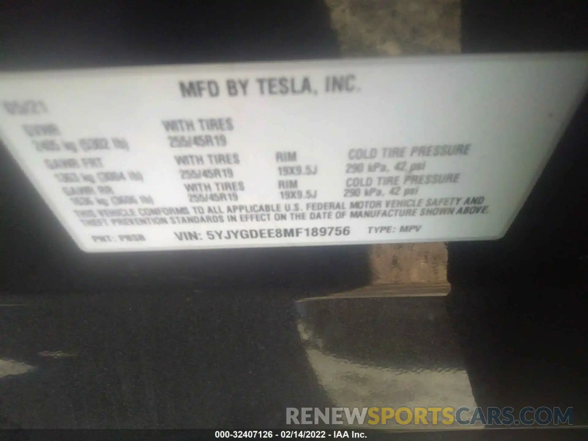 9 Photograph of a damaged car 5YJYGDEE8MF189756 TESLA MODEL Y 2021