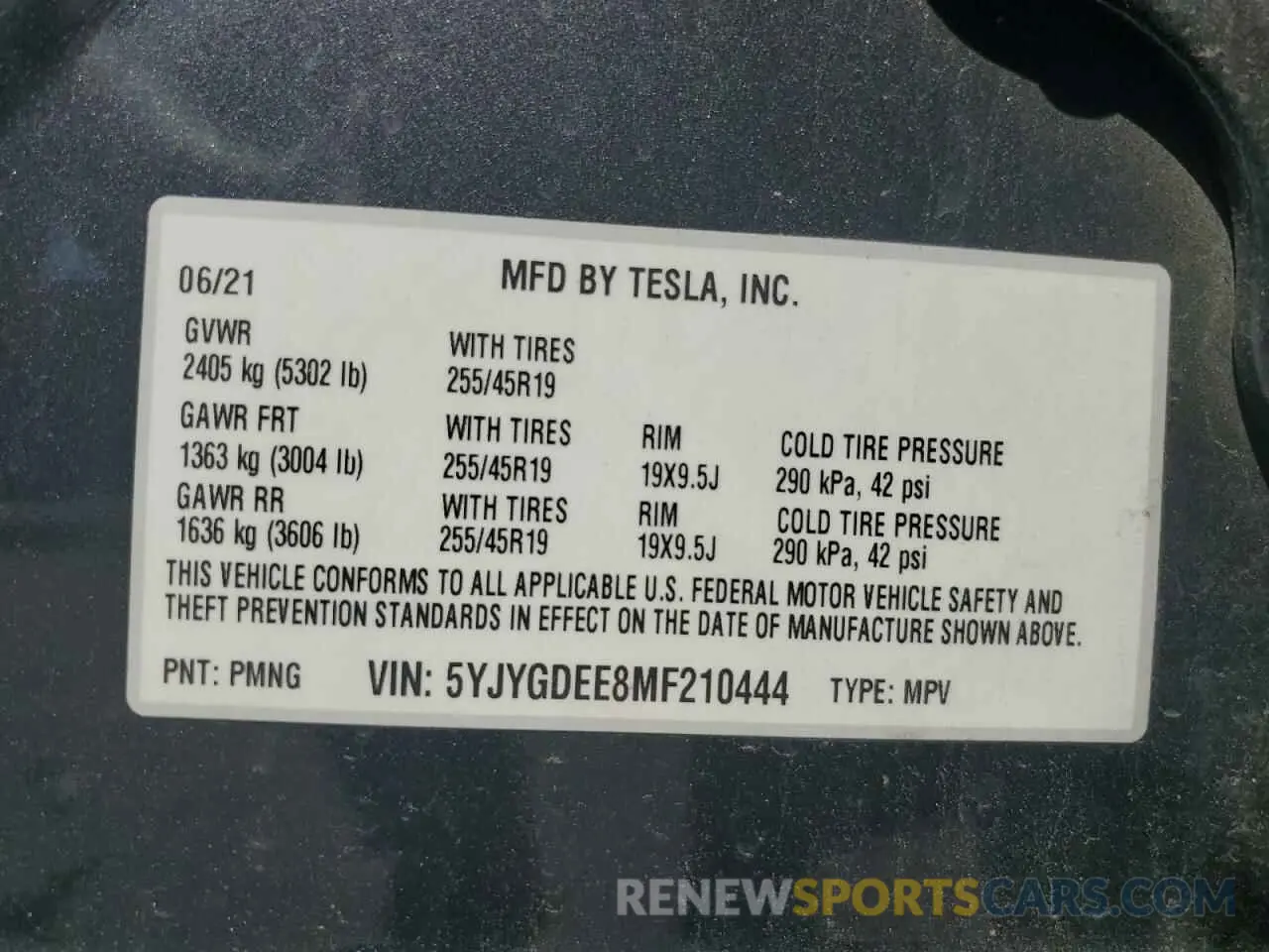 13 Photograph of a damaged car 5YJYGDEE8MF210444 TESLA MODEL Y 2021