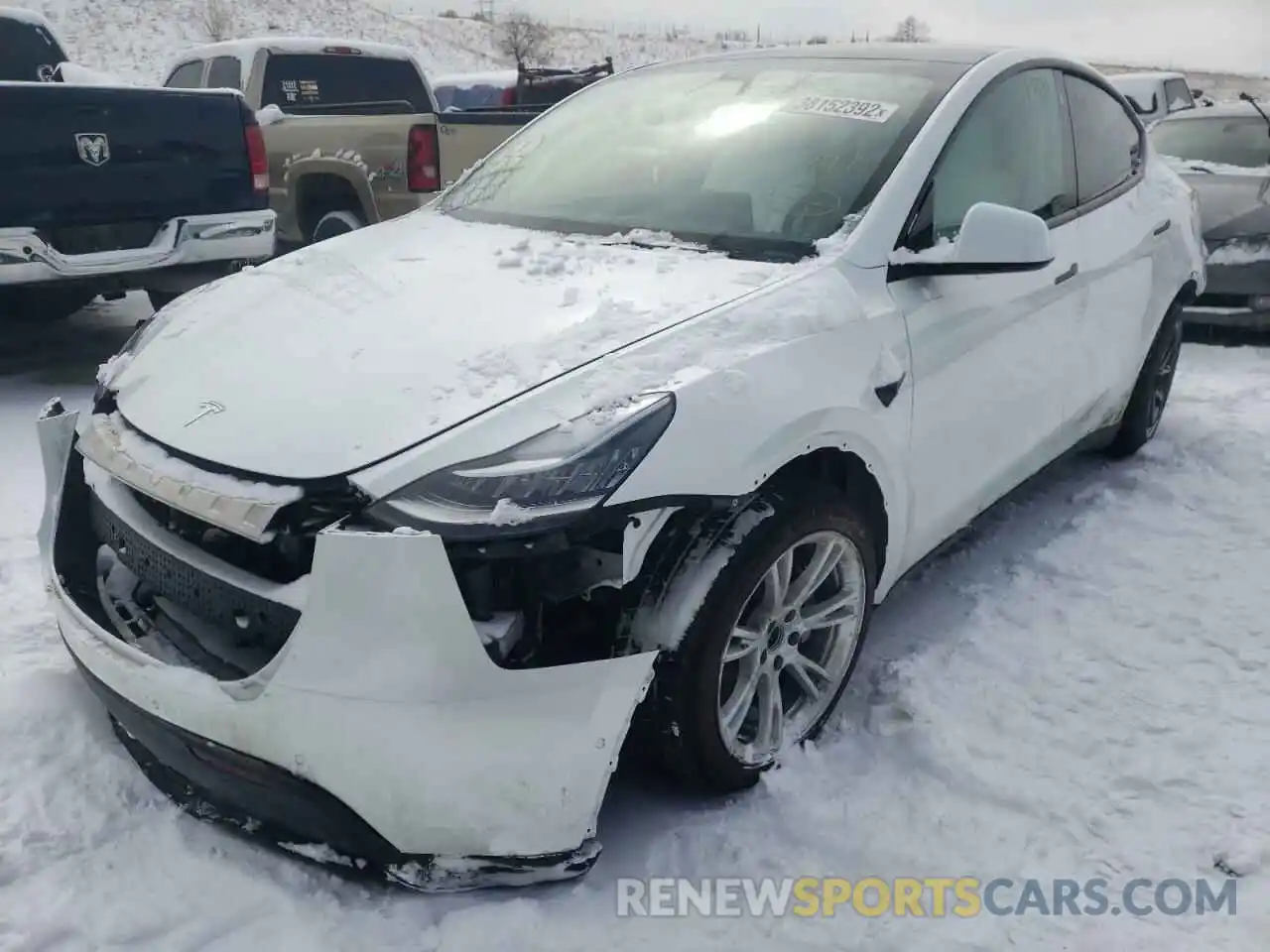 2 Photograph of a damaged car 5YJYGDEE8MF246859 TESLA MODEL Y 2021