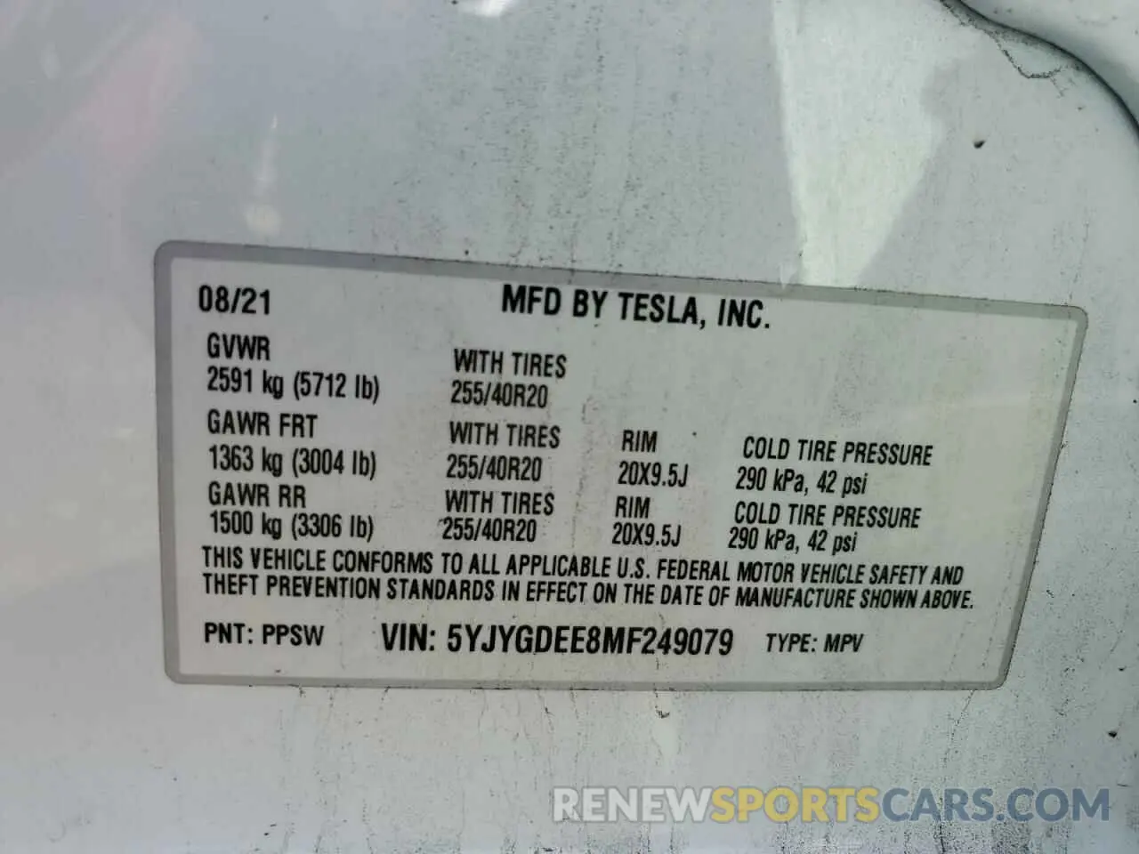 13 Photograph of a damaged car 5YJYGDEE8MF249079 TESLA MODEL Y 2021
