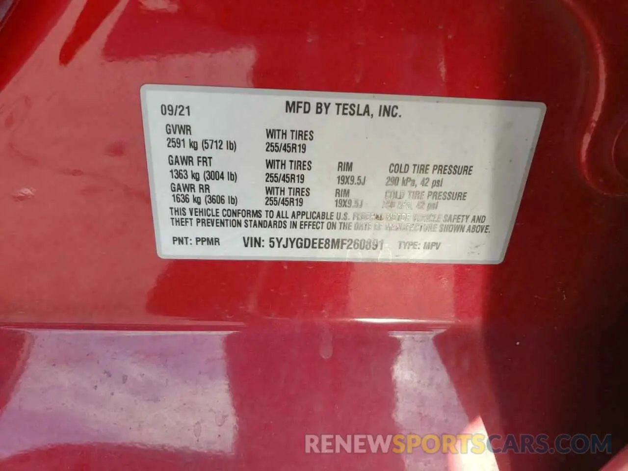 14 Photograph of a damaged car 5YJYGDEE8MF260891 TESLA MODEL Y 2021