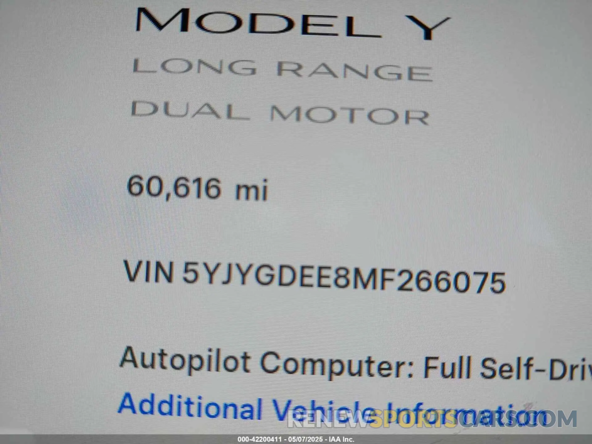 15 Photograph of a damaged car 5YJYGDEE8MF266075 TESLA MODEL Y 2021