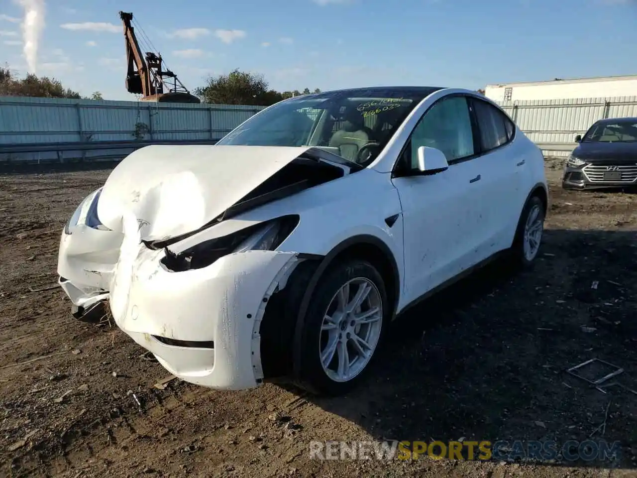 2 Photograph of a damaged car 5YJYGDEE8MF286035 TESLA MODEL Y 2021