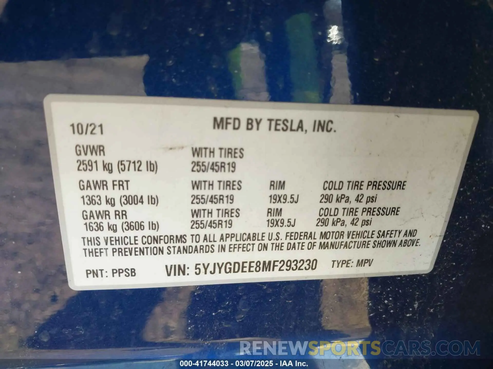 9 Photograph of a damaged car 5YJYGDEE8MF293230 TESLA MODEL Y 2021