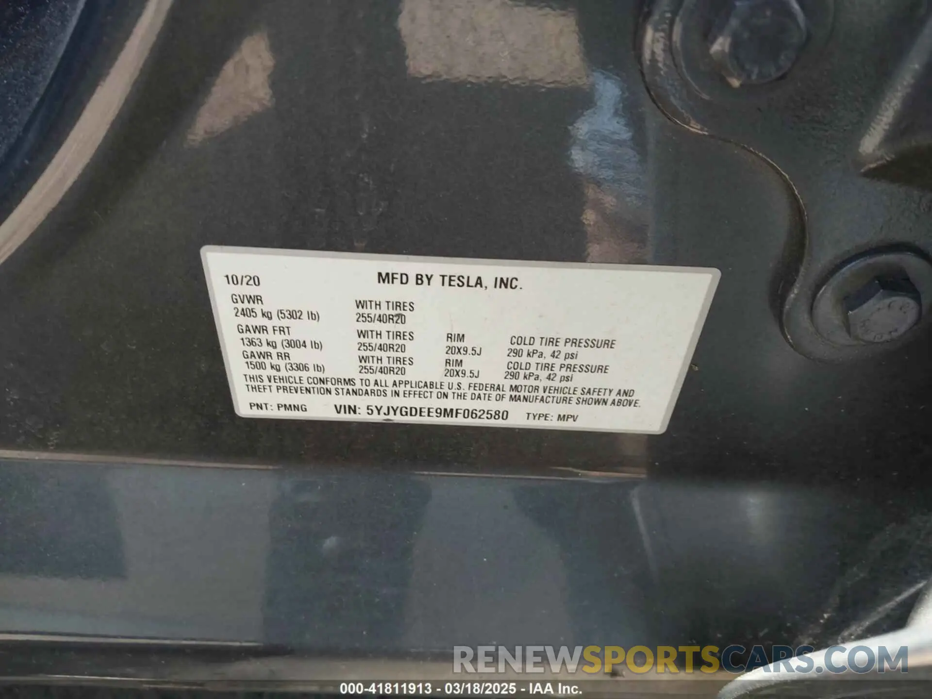 9 Photograph of a damaged car 5YJYGDEE9MF062580 TESLA MODEL Y 2021