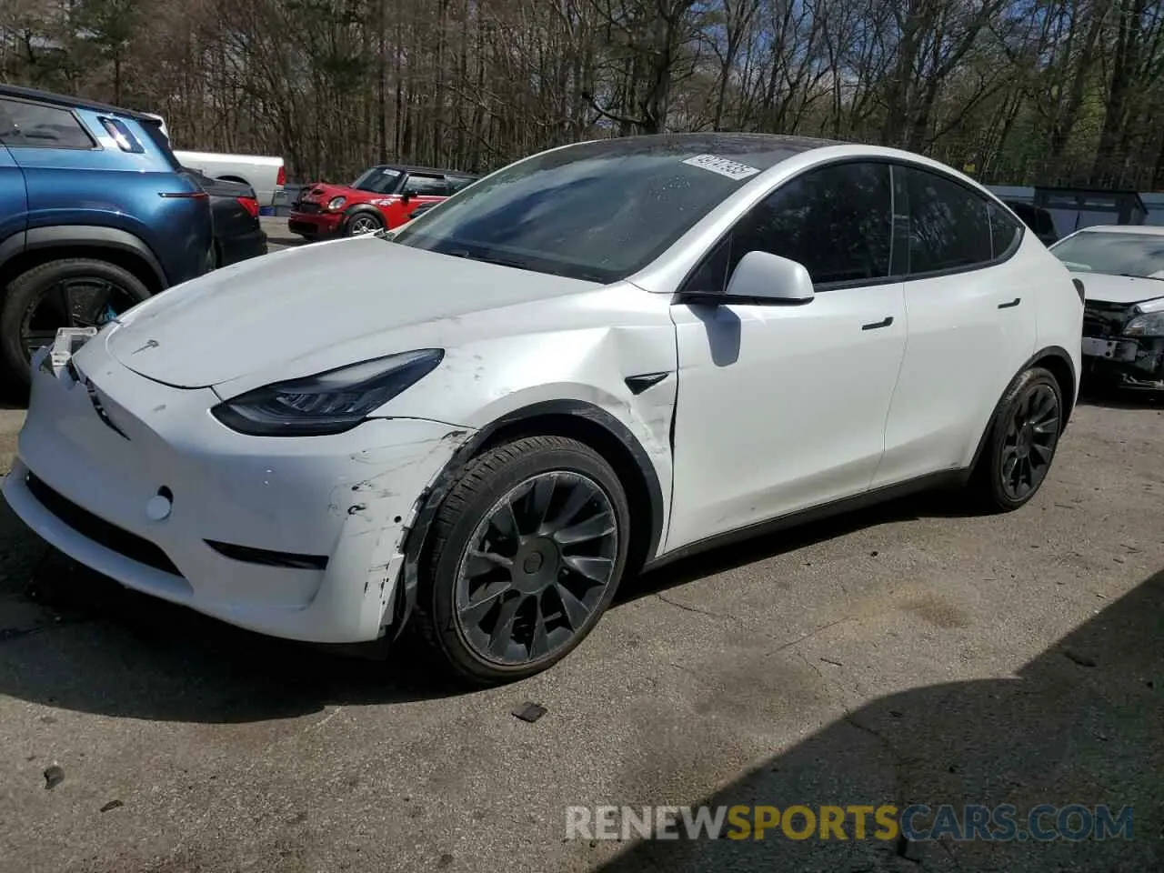 1 Photograph of a damaged car 5YJYGDEE9MF080349 TESLA MODEL Y 2021