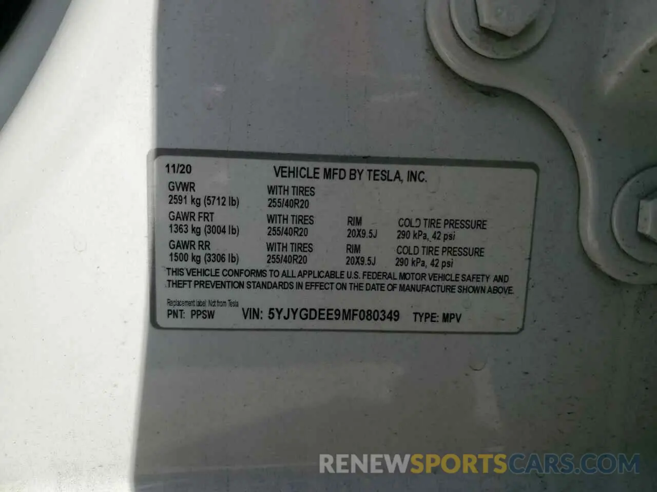 12 Photograph of a damaged car 5YJYGDEE9MF080349 TESLA MODEL Y 2021