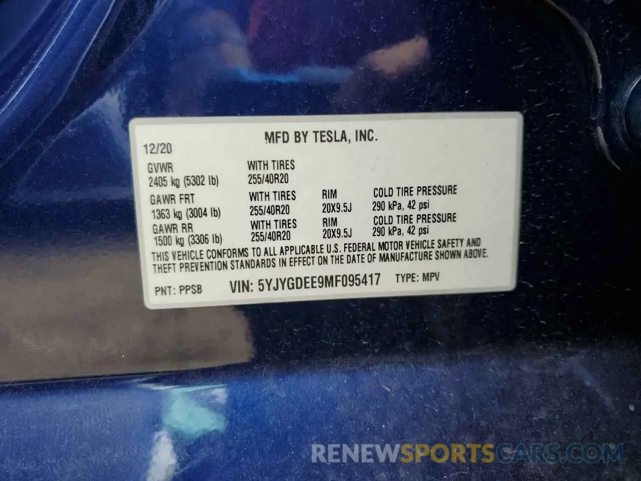 13 Photograph of a damaged car 5YJYGDEE9MF095417 TESLA MODEL Y 2021