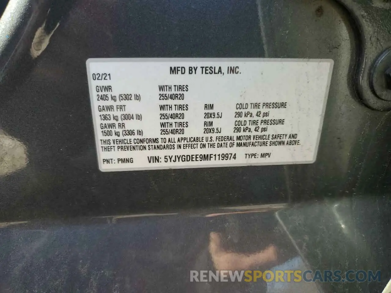 13 Photograph of a damaged car 5YJYGDEE9MF119974 TESLA MODEL Y 2021