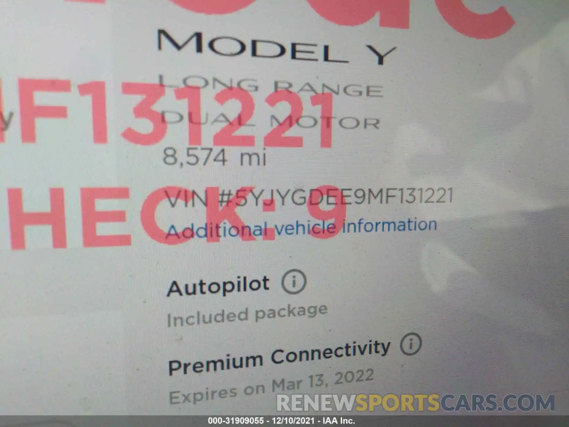 7 Photograph of a damaged car 5YJYGDEE9MF131221 TESLA MODEL Y 2021