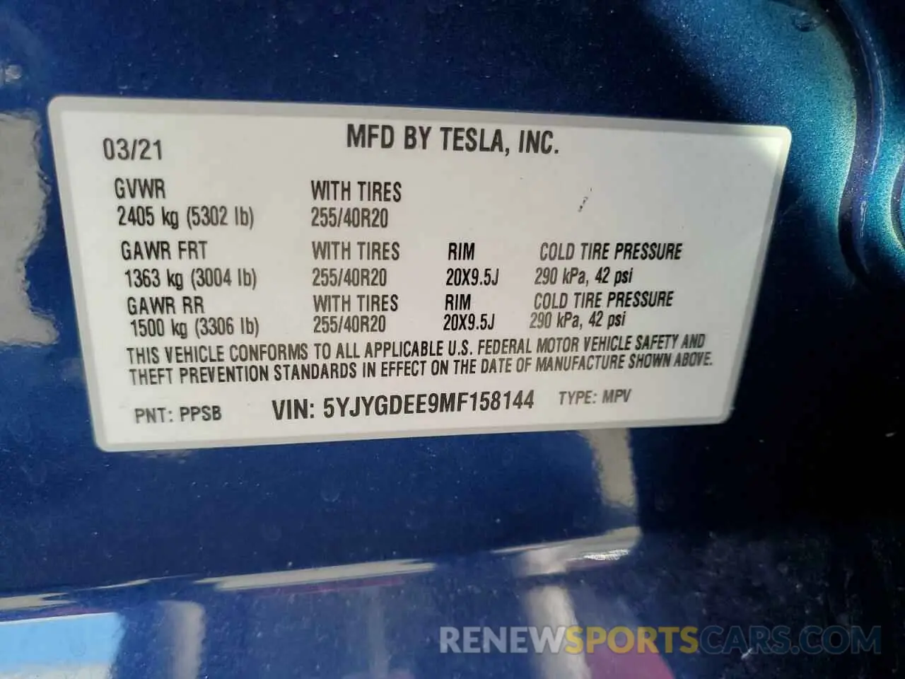 15 Photograph of a damaged car 5YJYGDEE9MF158144 TESLA MODEL Y 2021