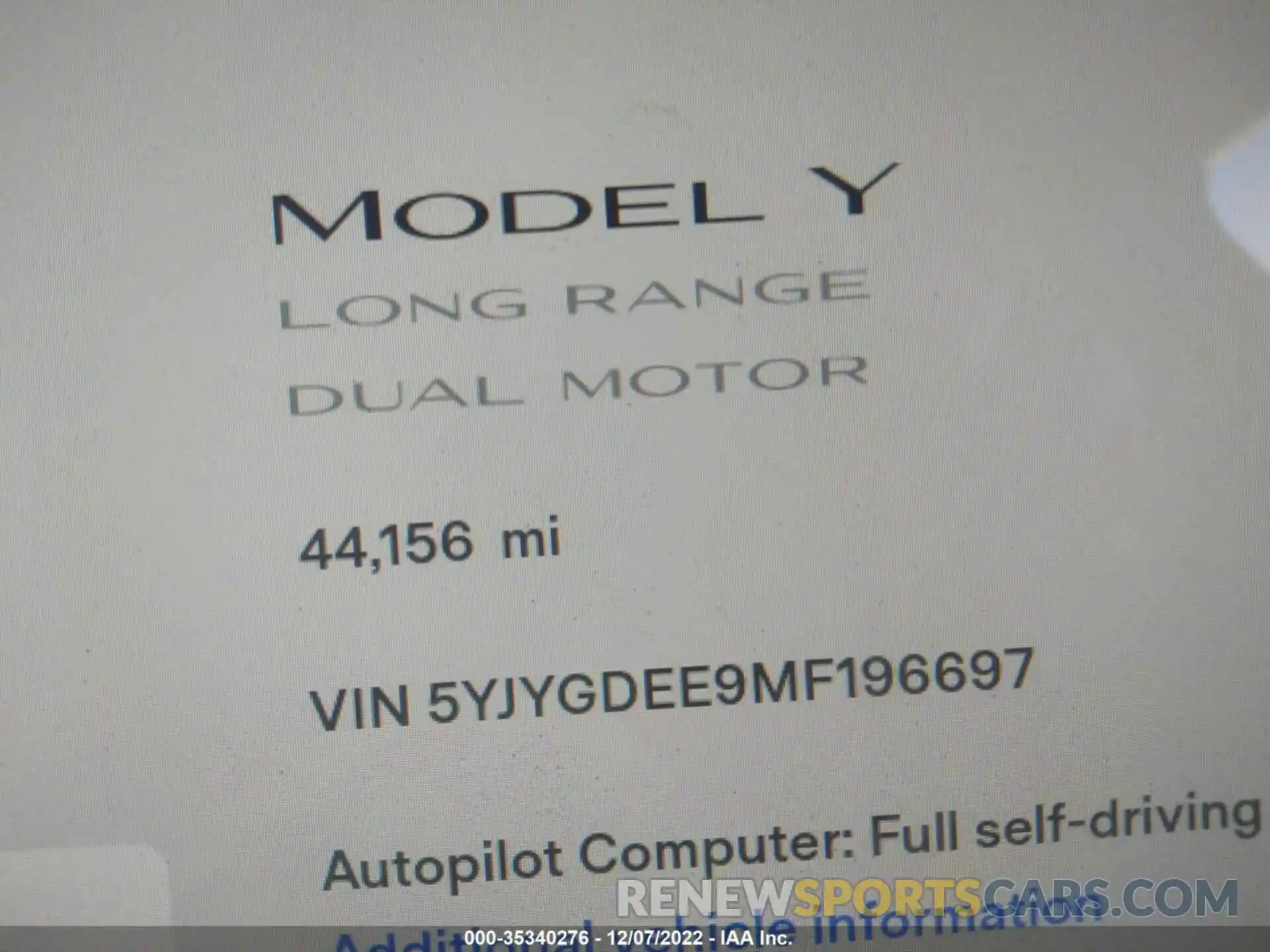 7 Photograph of a damaged car 5YJYGDEE9MF196697 TESLA MODEL Y 2021