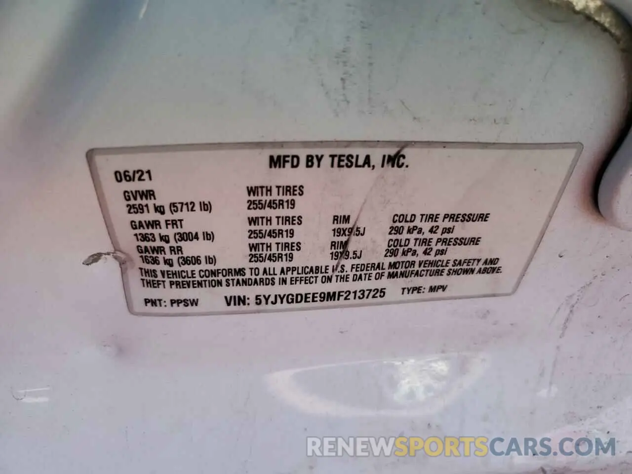 12 Photograph of a damaged car 5YJYGDEE9MF213725 TESLA MODEL Y 2021