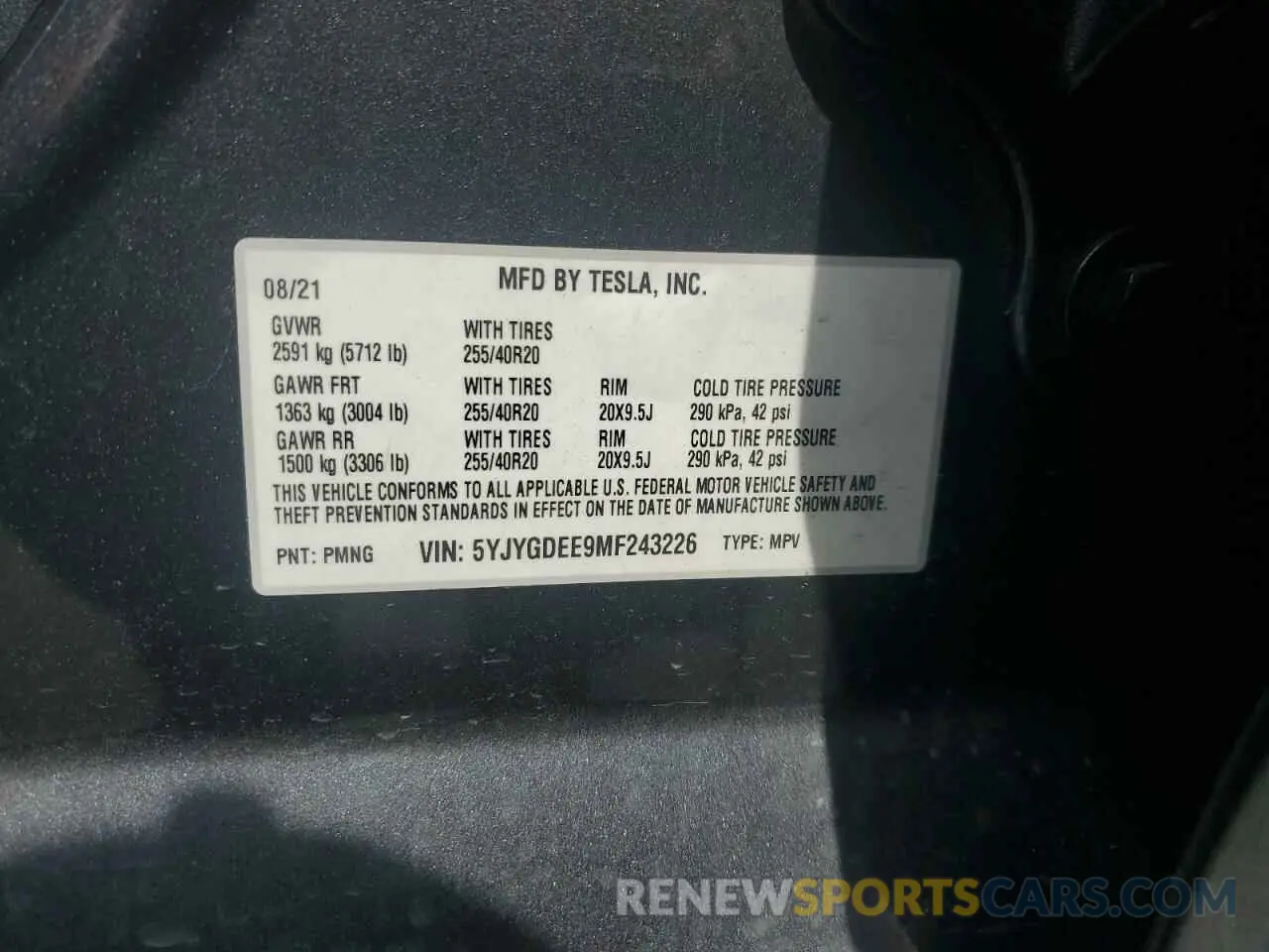12 Photograph of a damaged car 5YJYGDEE9MF243226 TESLA MODEL Y 2021