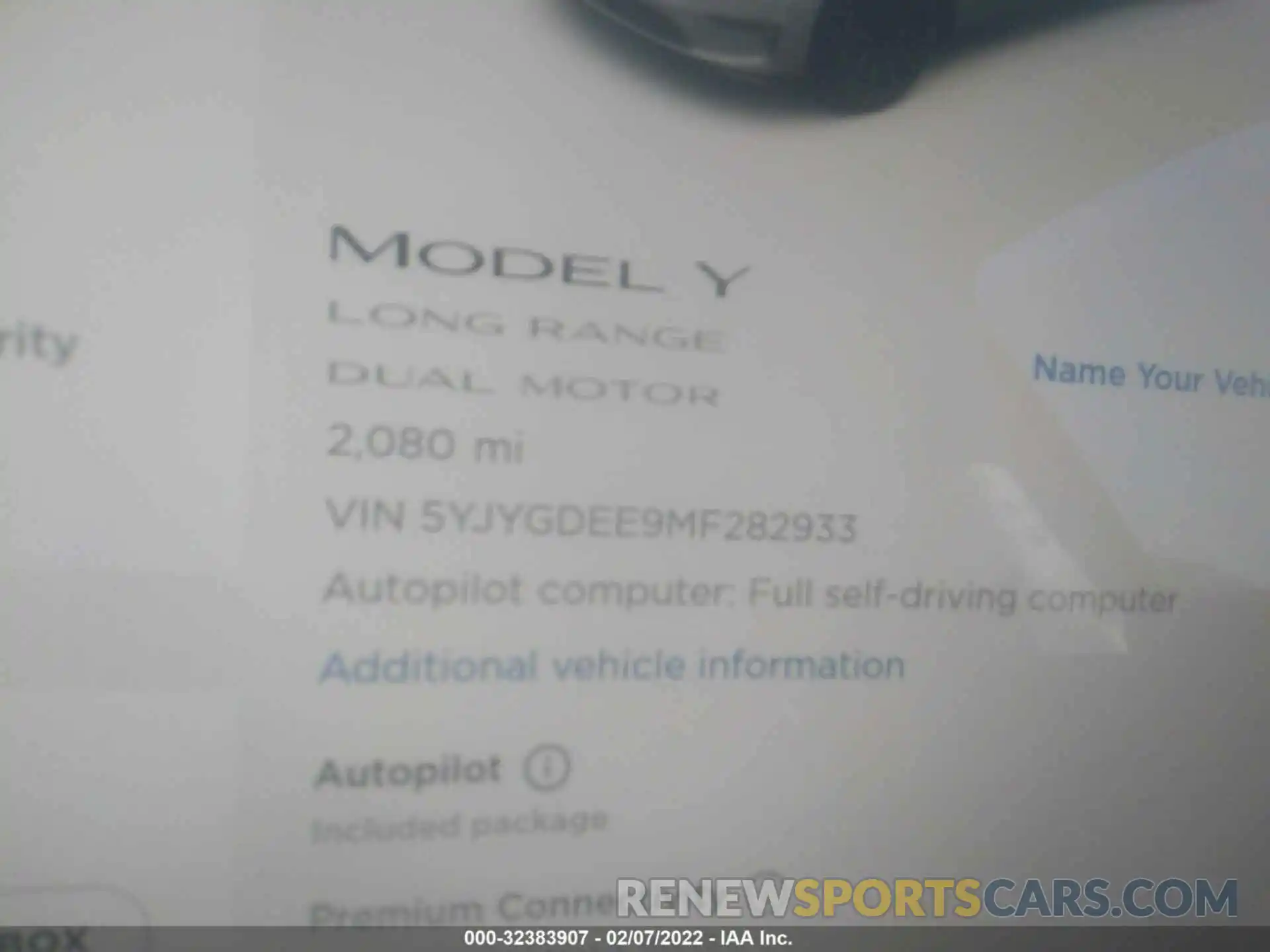 7 Photograph of a damaged car 5YJYGDEE9MF282933 TESLA MODEL Y 2021