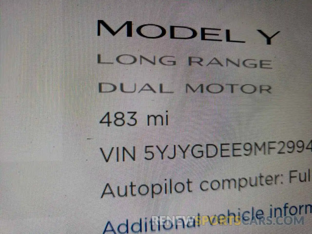 8 Photograph of a damaged car 5YJYGDEE9MF299473 TESLA MODEL Y 2021