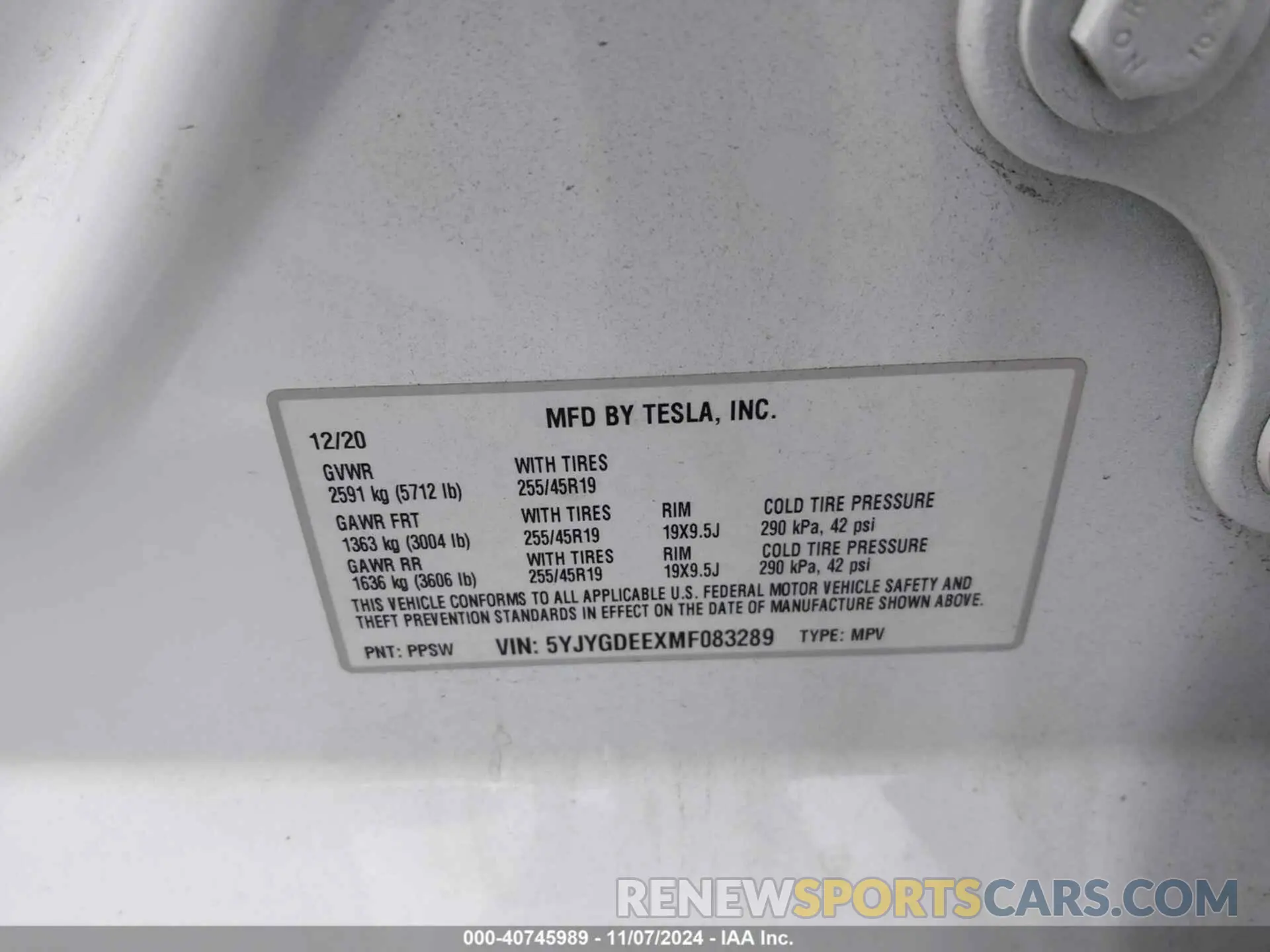 9 Photograph of a damaged car 5YJYGDEEXMF083289 TESLA MODEL Y 2021
