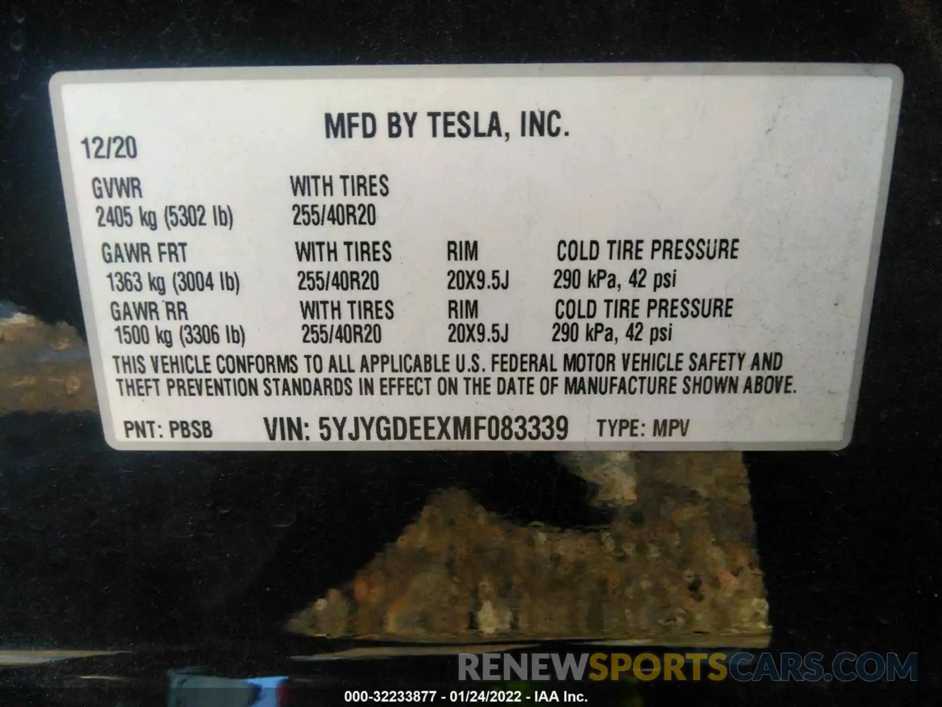 9 Photograph of a damaged car 5YJYGDEEXMF083339 TESLA MODEL Y 2021