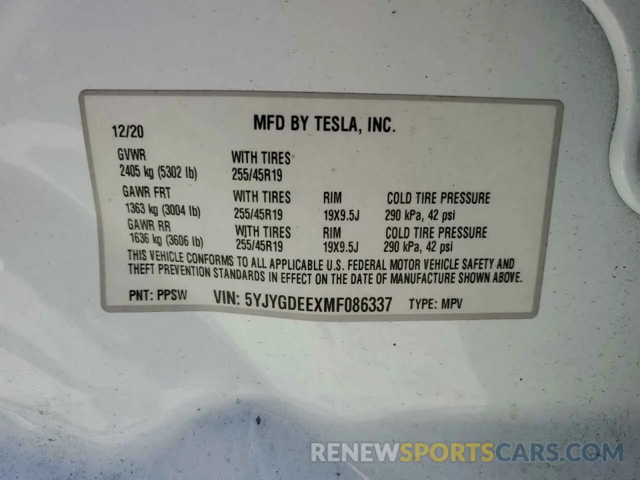 12 Photograph of a damaged car 5YJYGDEEXMF086337 TESLA MODEL Y 2021