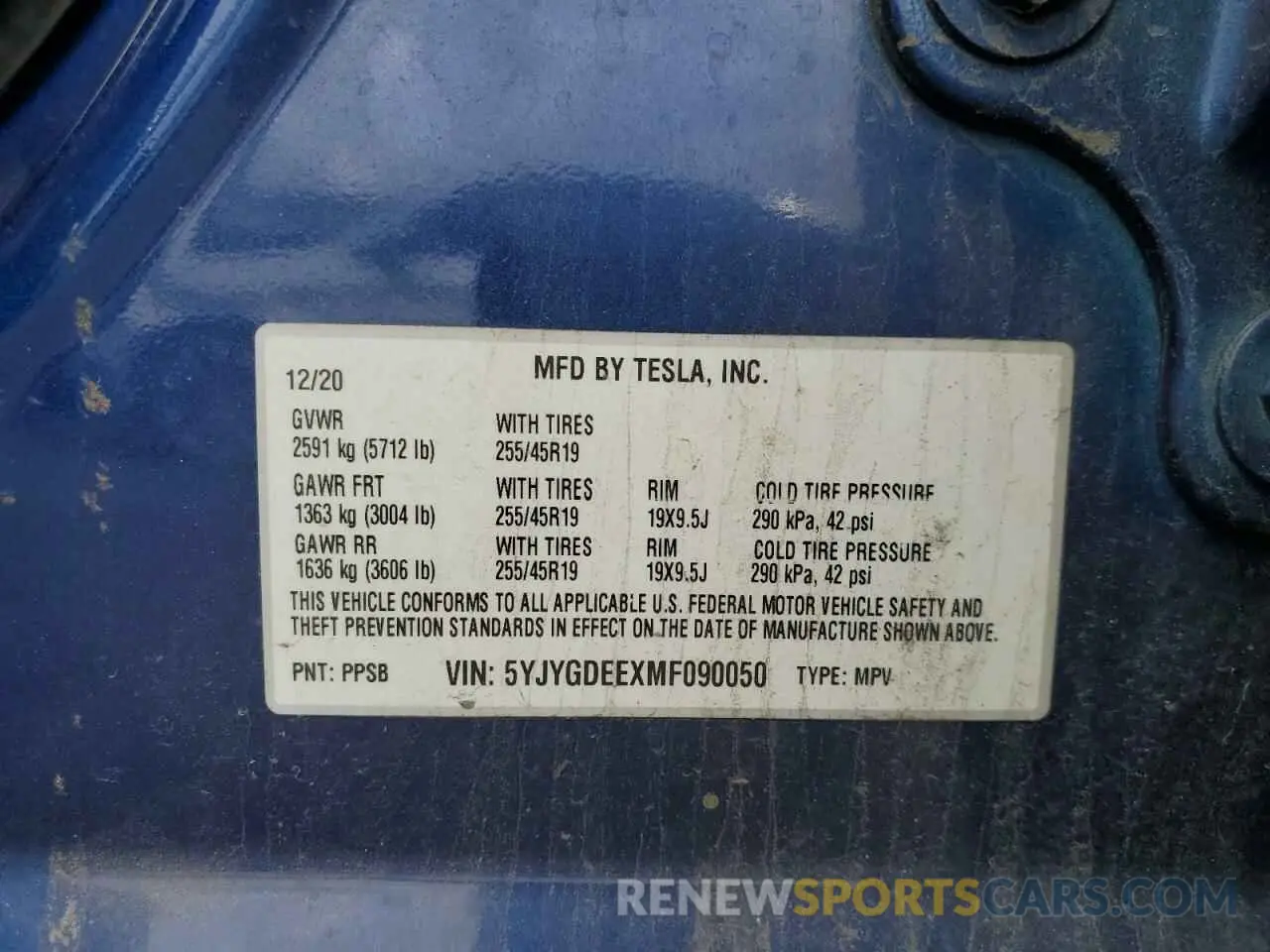 12 Photograph of a damaged car 5YJYGDEEXMF090050 TESLA MODEL Y 2021