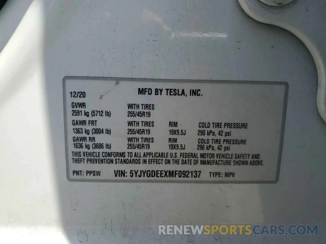 12 Photograph of a damaged car 5YJYGDEEXMF092137 TESLA MODEL Y 2021