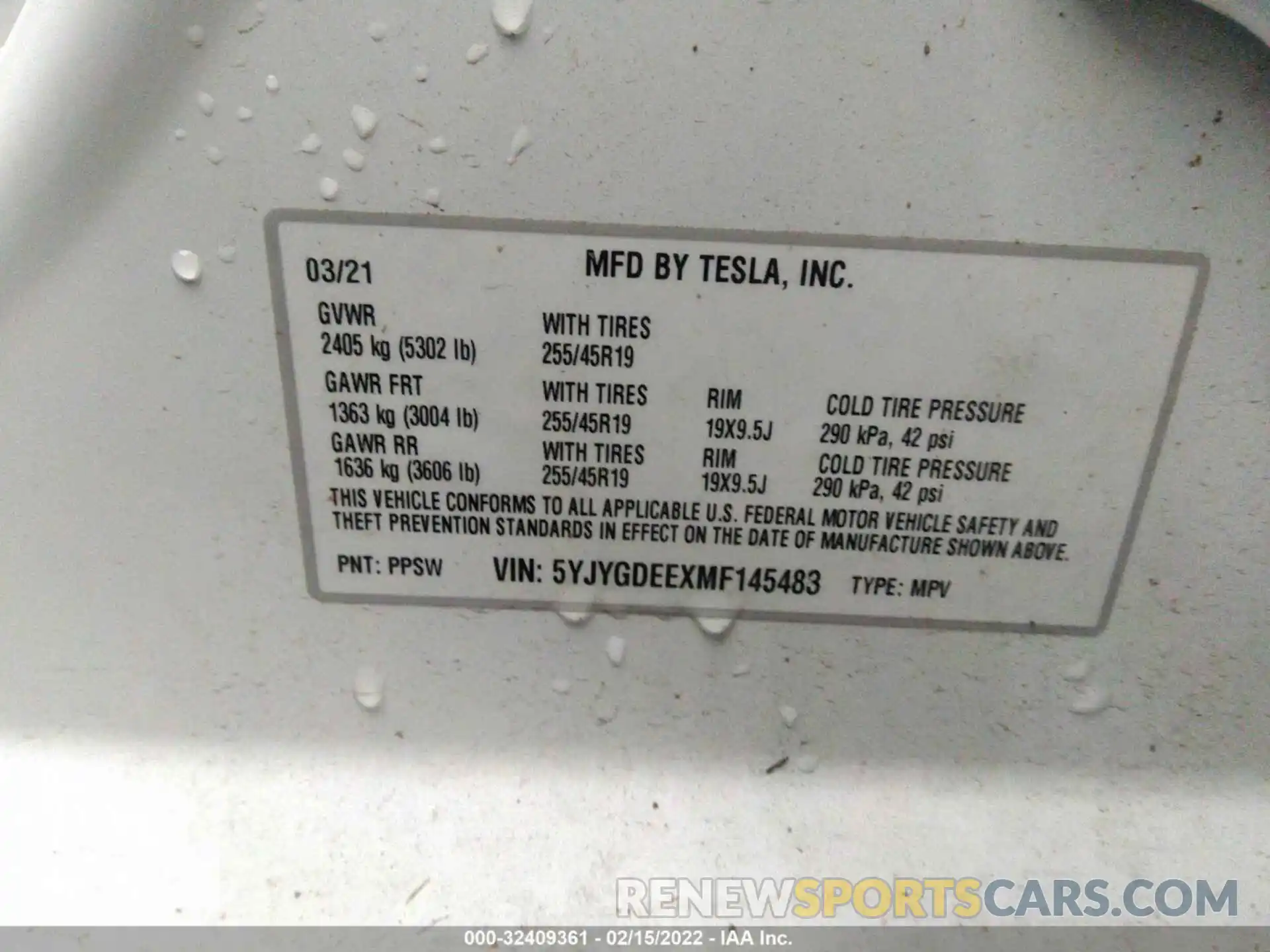 9 Photograph of a damaged car 5YJYGDEEXMF145483 TESLA MODEL Y 2021