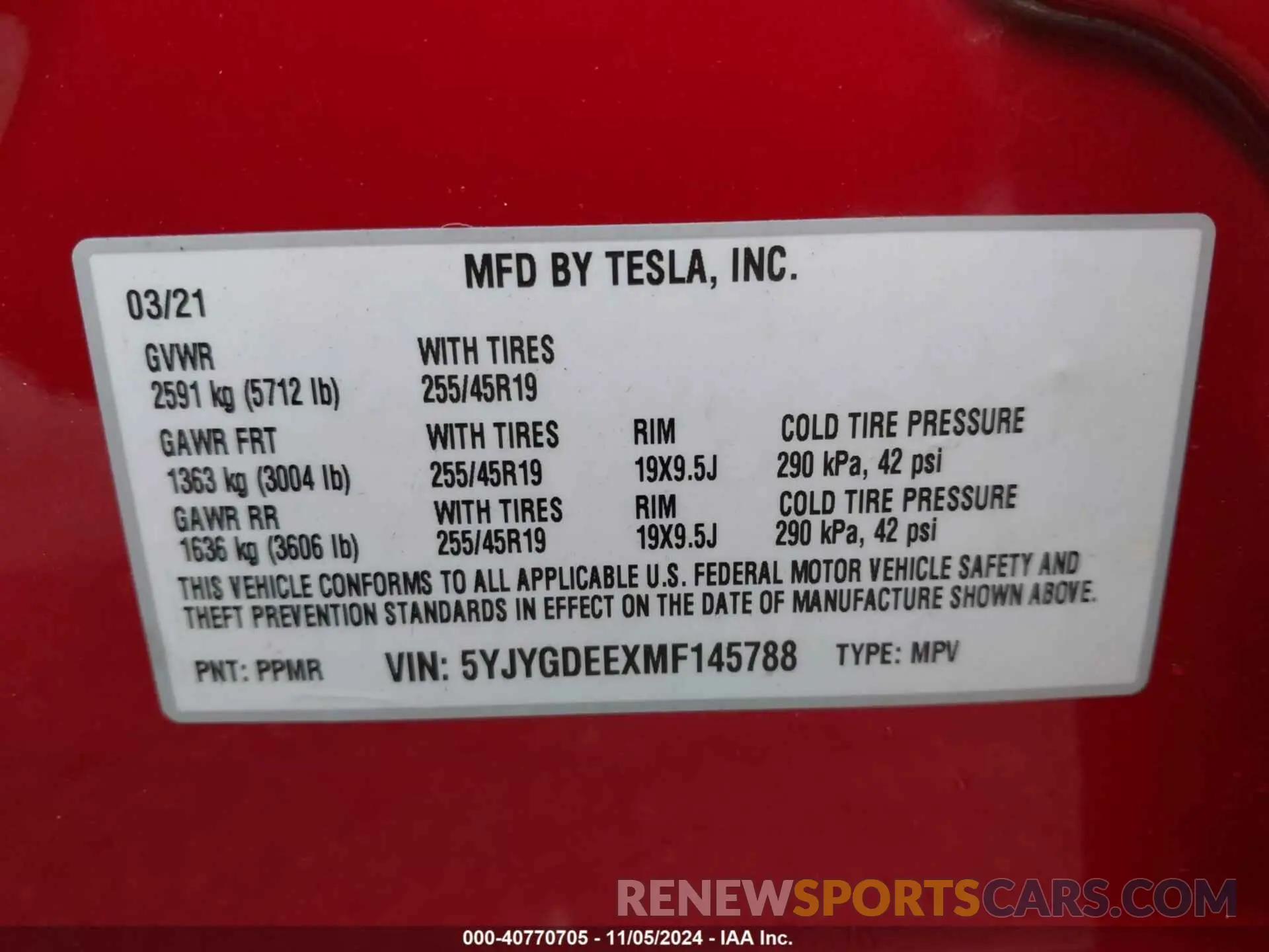 9 Photograph of a damaged car 5YJYGDEEXMF145788 TESLA MODEL Y 2021