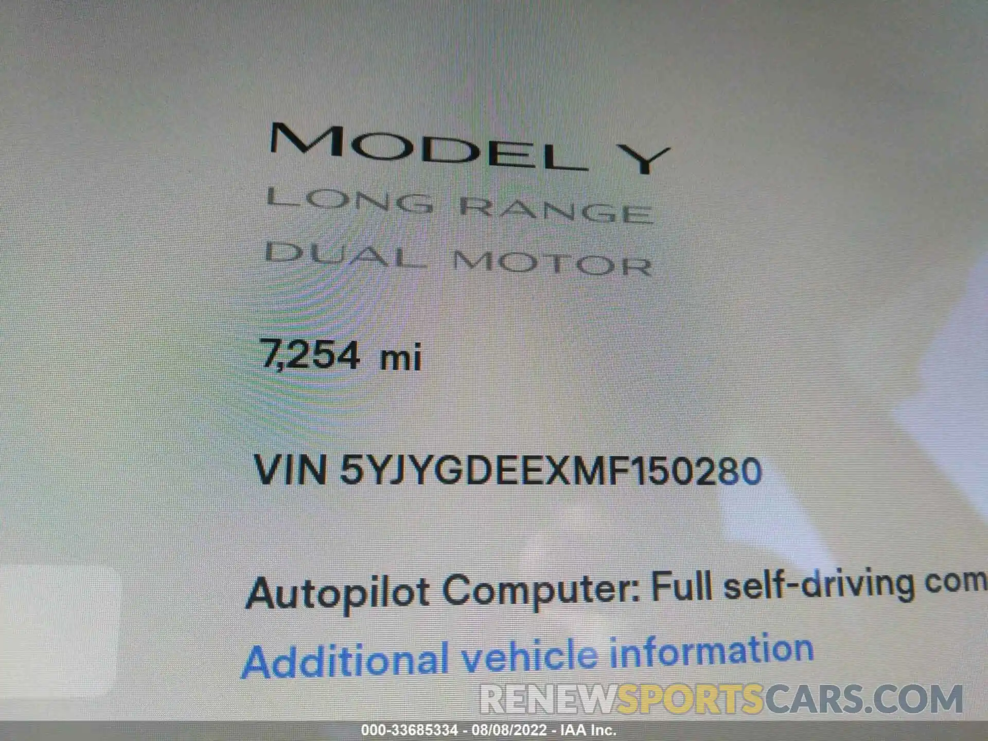 7 Photograph of a damaged car 5YJYGDEEXMF150280 TESLA MODEL Y 2021