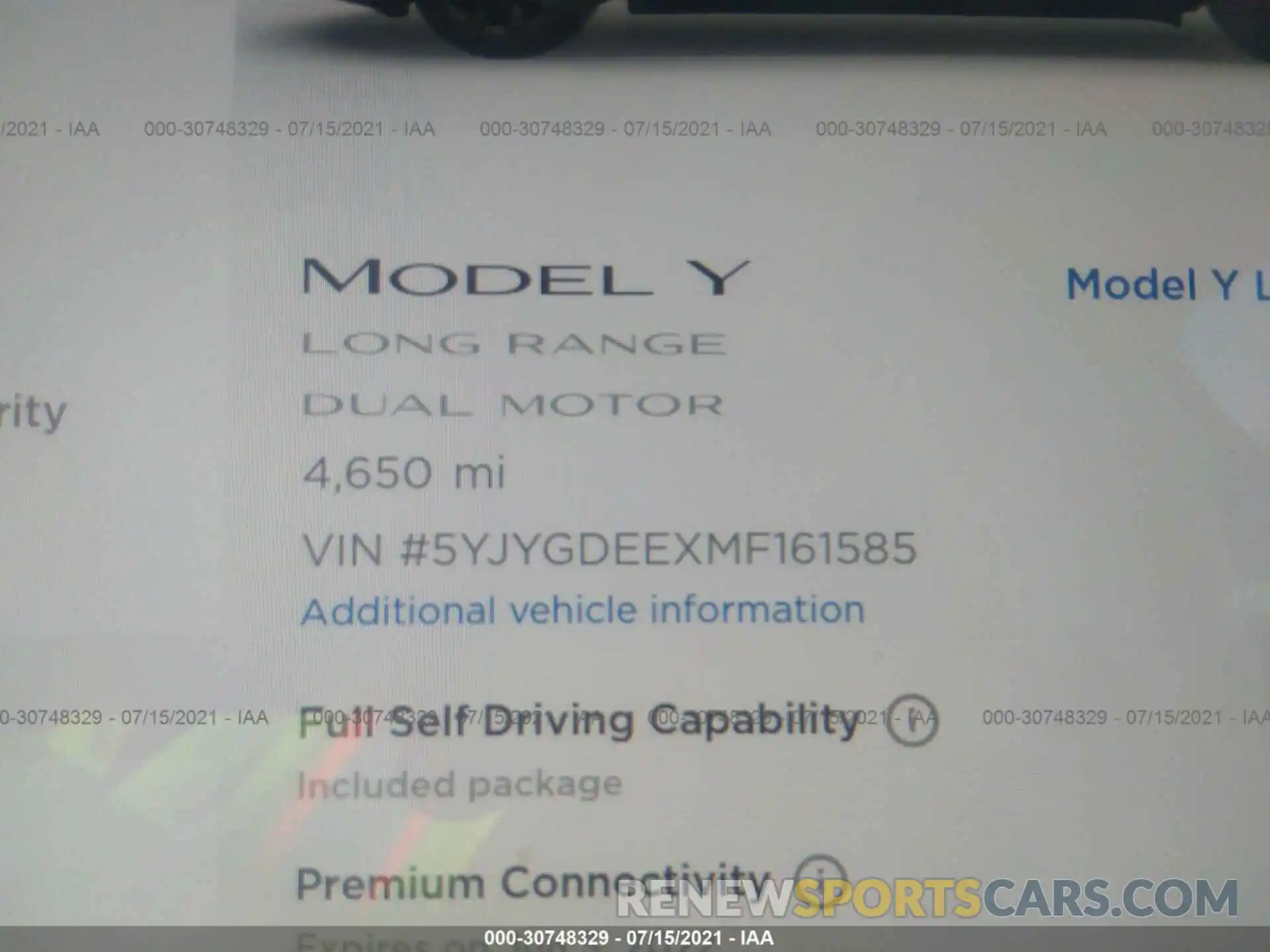 7 Photograph of a damaged car 5YJYGDEEXMF161585 TESLA MODEL Y 2021