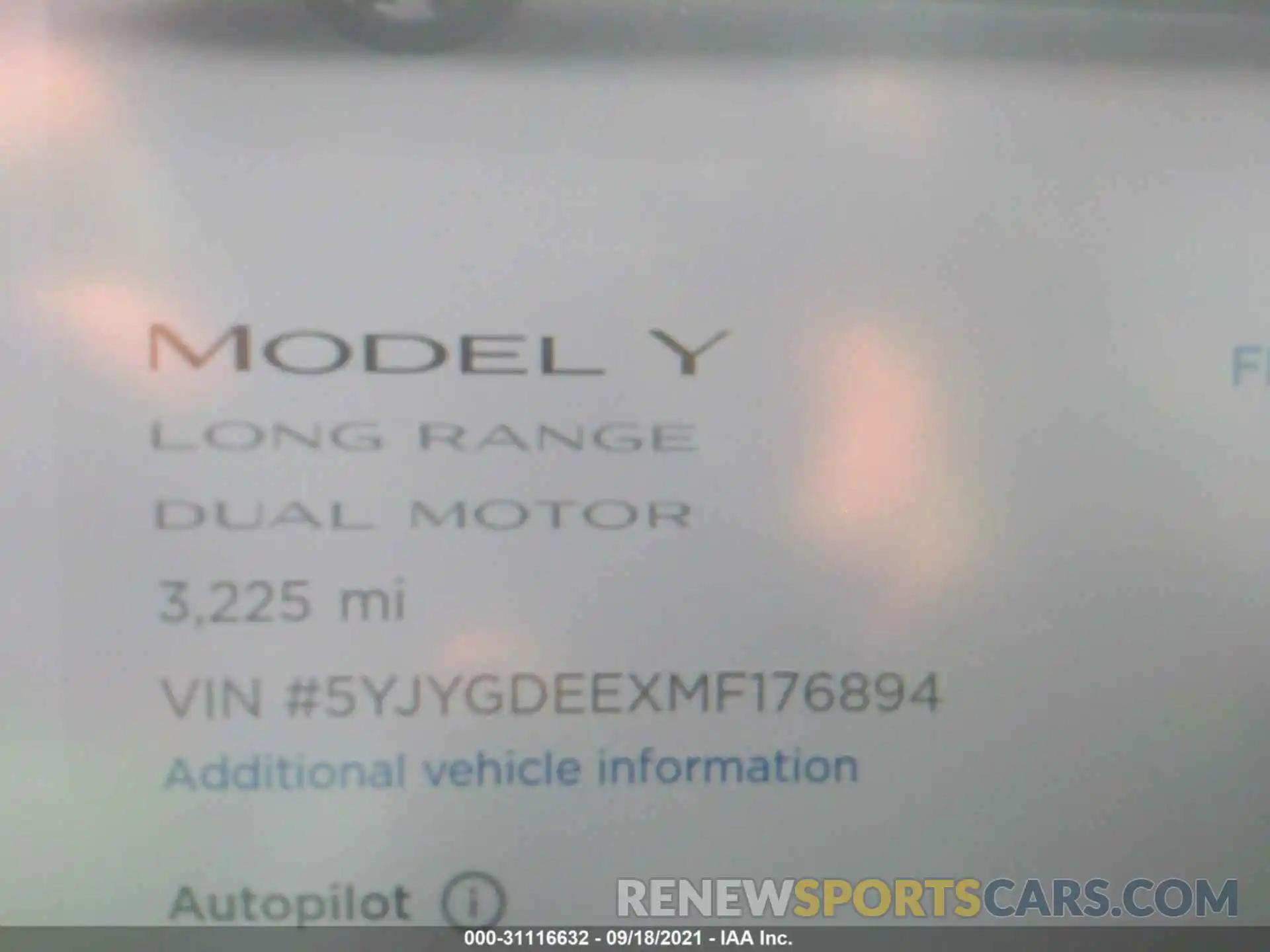 7 Photograph of a damaged car 5YJYGDEEXMF176894 TESLA MODEL Y 2021