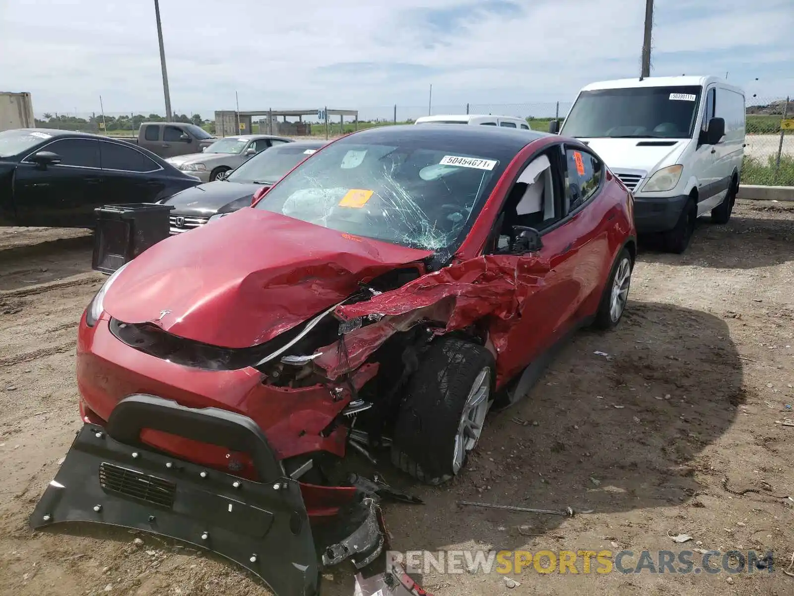 2 Photograph of a damaged car 5YJYGDEEXMF177348 TESLA MODEL Y 2021