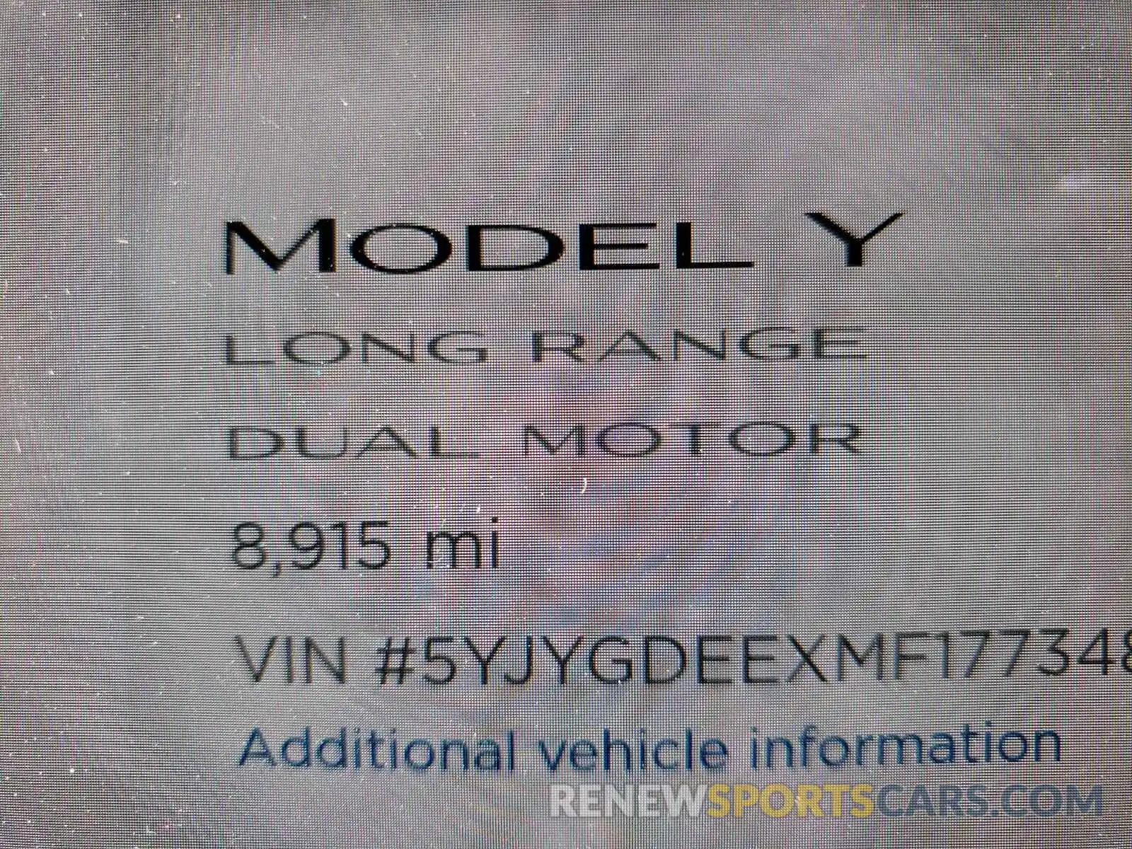 8 Photograph of a damaged car 5YJYGDEEXMF177348 TESLA MODEL Y 2021