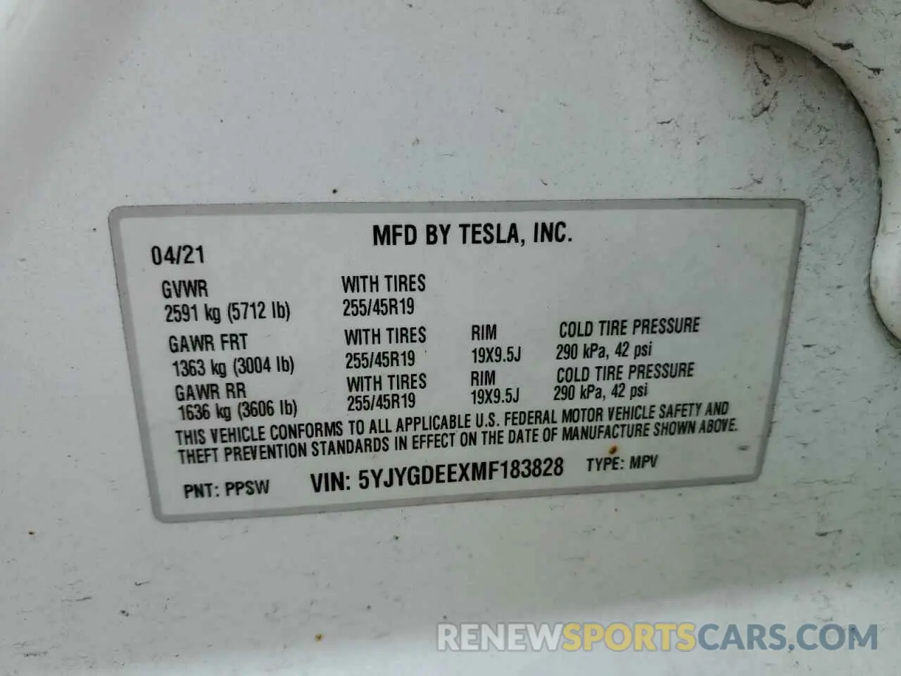 13 Photograph of a damaged car 5YJYGDEEXMF183828 TESLA MODEL Y 2021