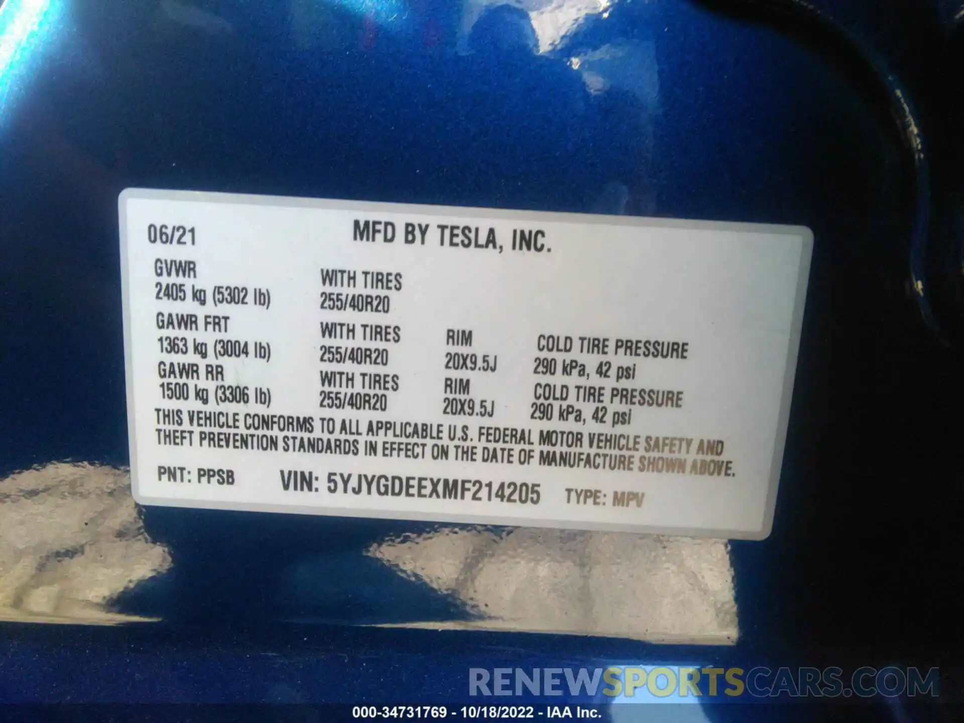 9 Photograph of a damaged car 5YJYGDEEXMF214205 TESLA MODEL Y 2021