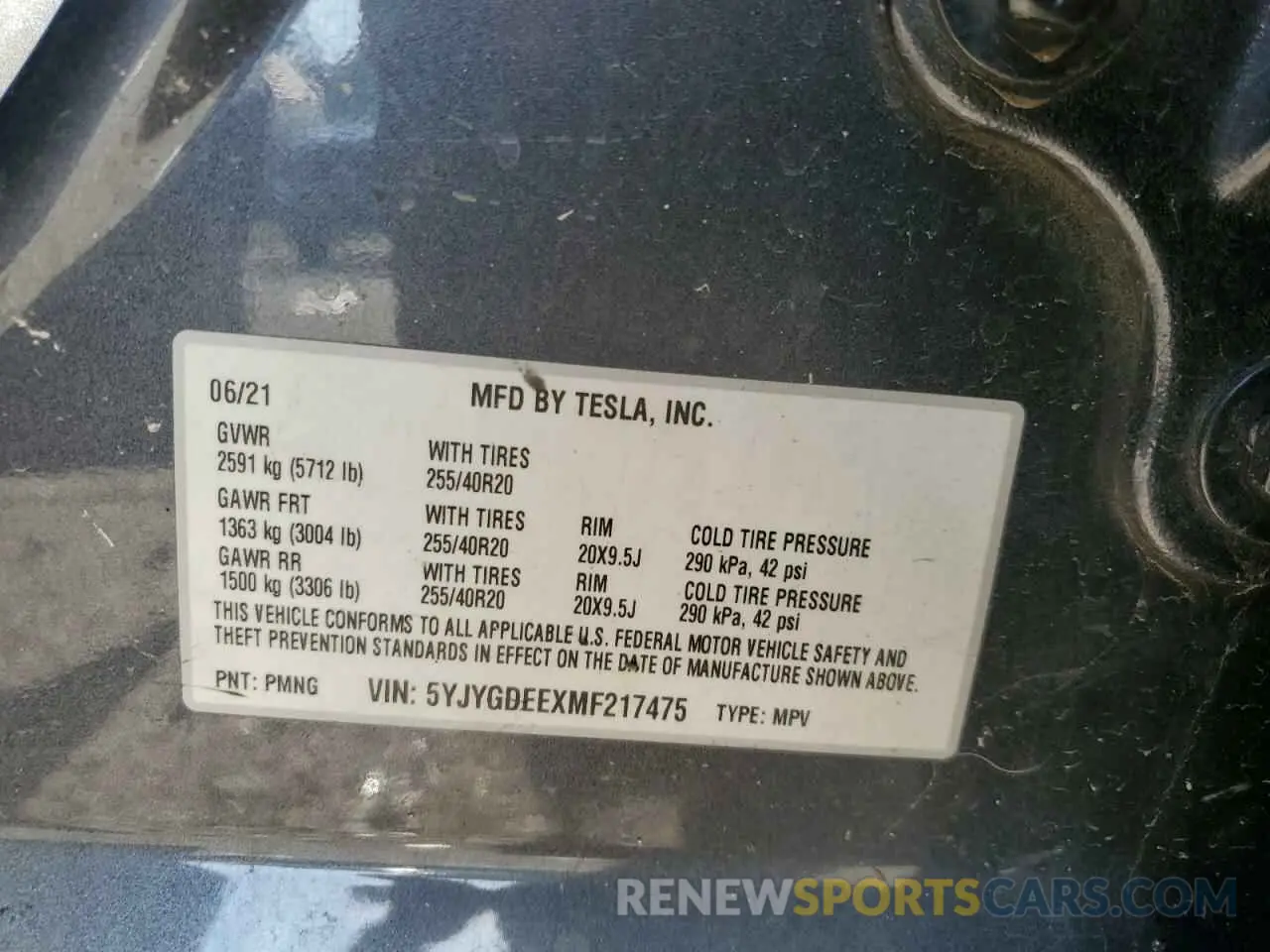 14 Photograph of a damaged car 5YJYGDEEXMF217475 TESLA MODEL Y 2021