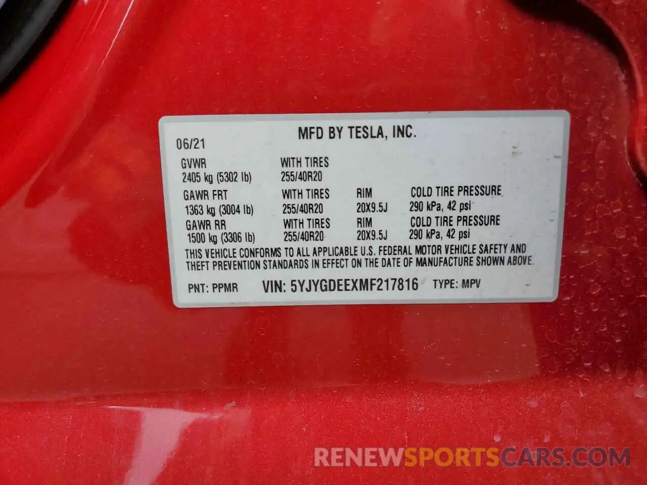 13 Photograph of a damaged car 5YJYGDEEXMF217816 TESLA MODEL Y 2021