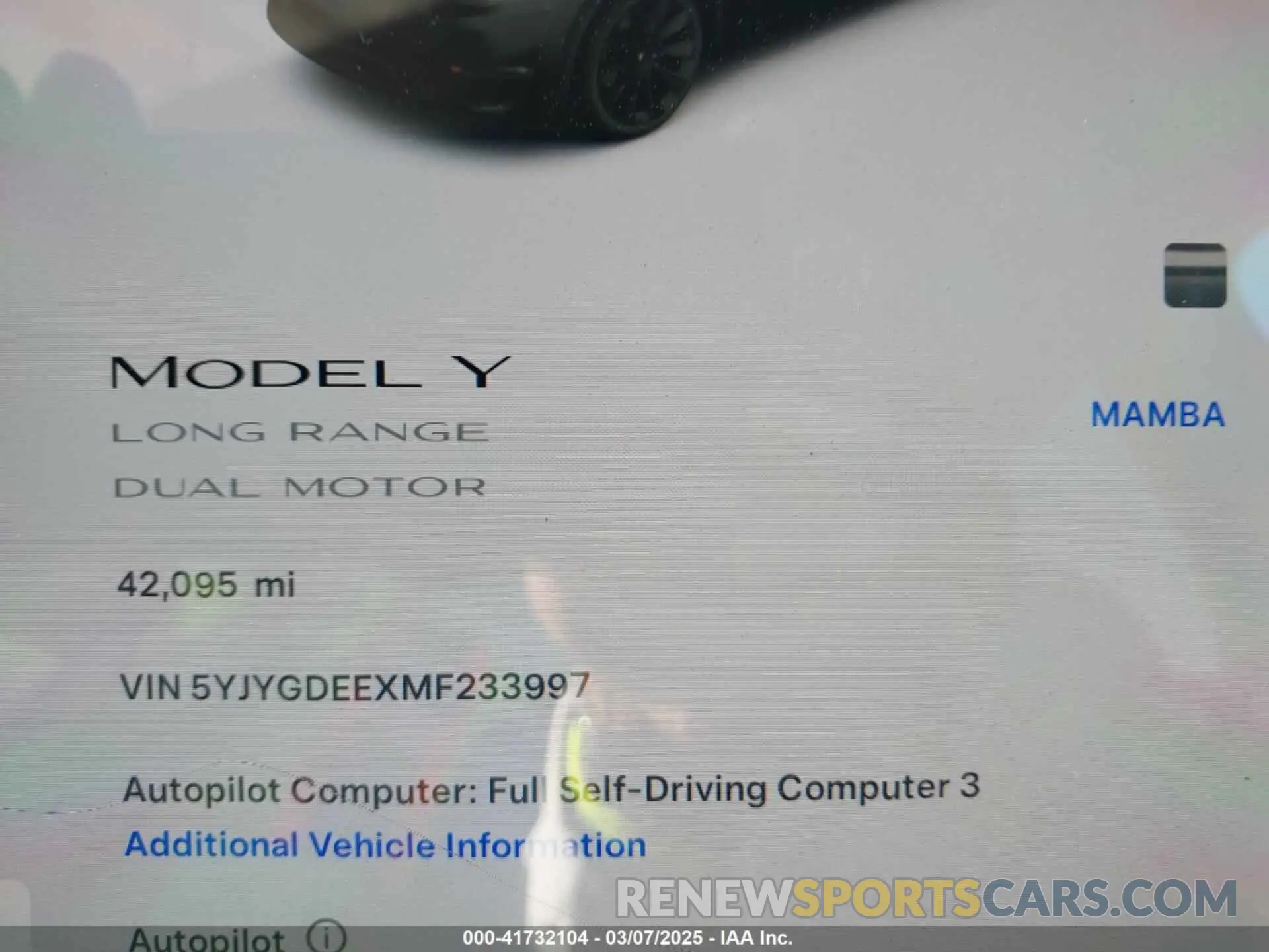 7 Photograph of a damaged car 5YJYGDEEXMF233997 TESLA MODEL Y 2021