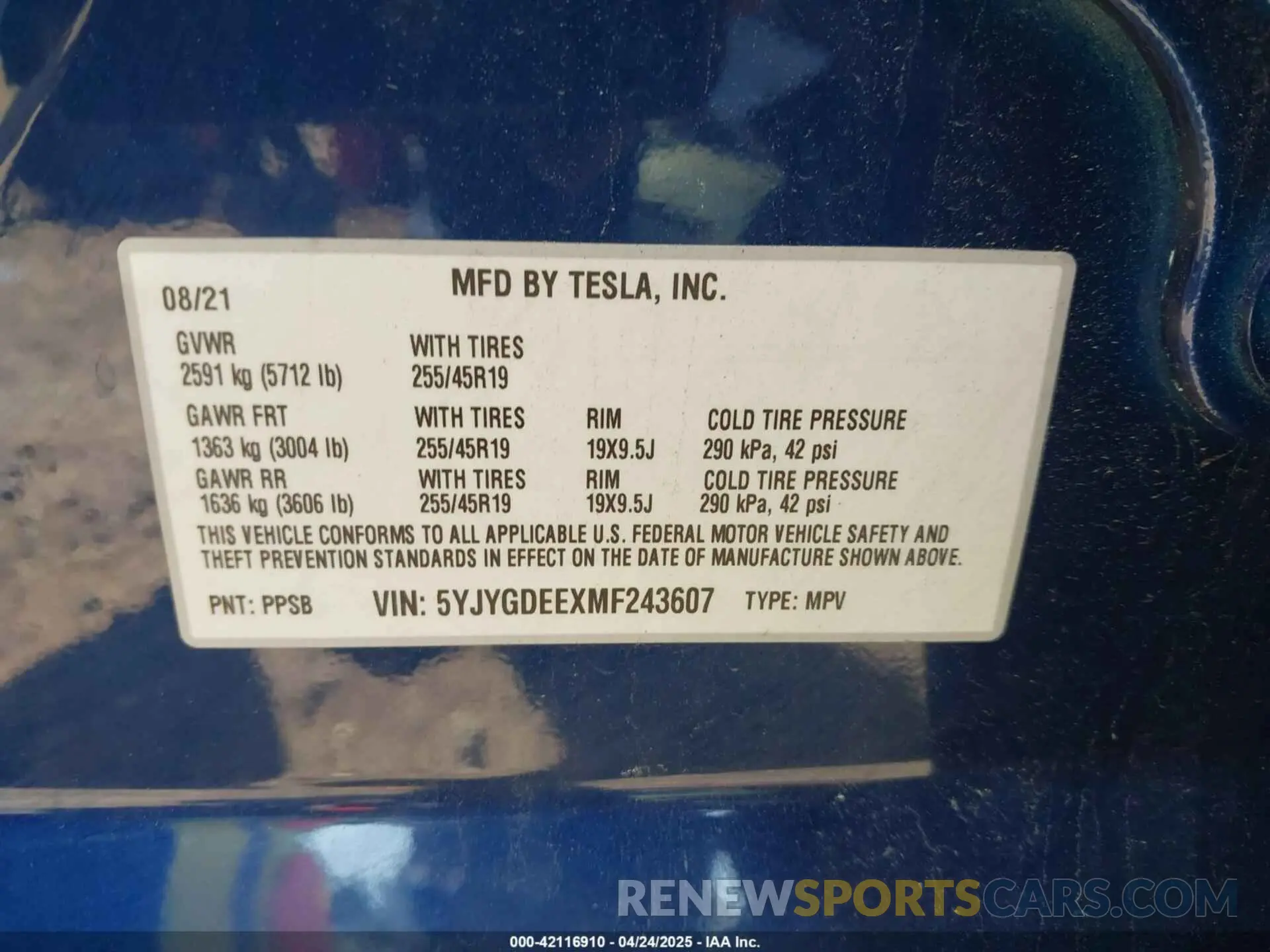 9 Photograph of a damaged car 5YJYGDEEXMF243607 TESLA MODEL Y 2021
