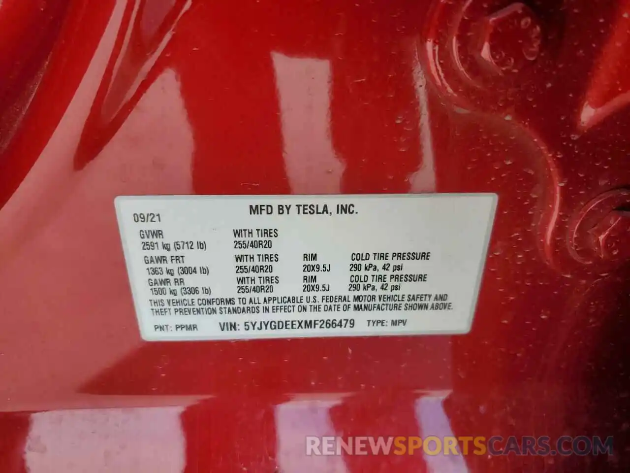 12 Photograph of a damaged car 5YJYGDEEXMF266479 TESLA MODEL Y 2021