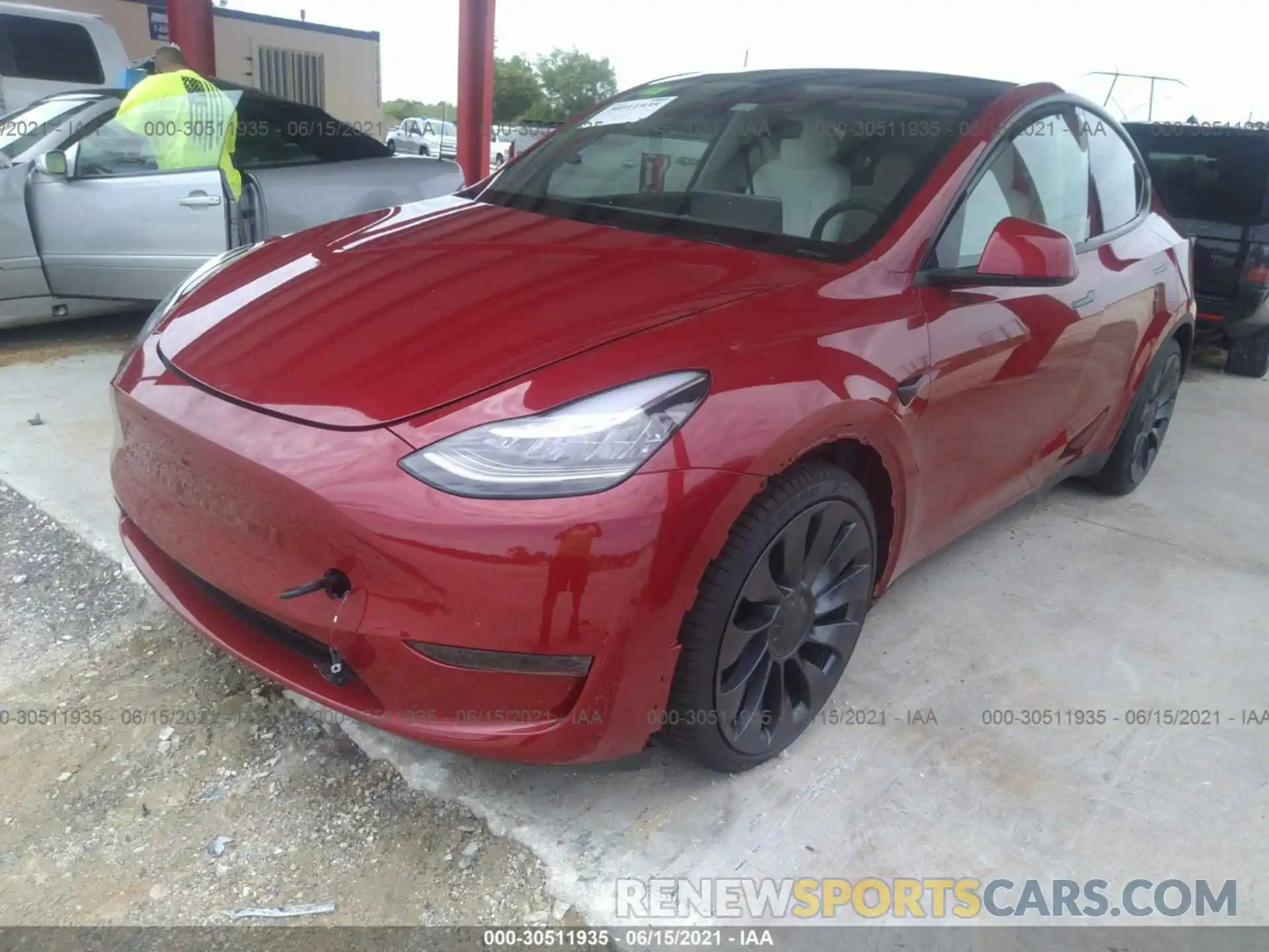 2 Photograph of a damaged car 5YJYGDEF0MF081477 TESLA MODEL Y 2021