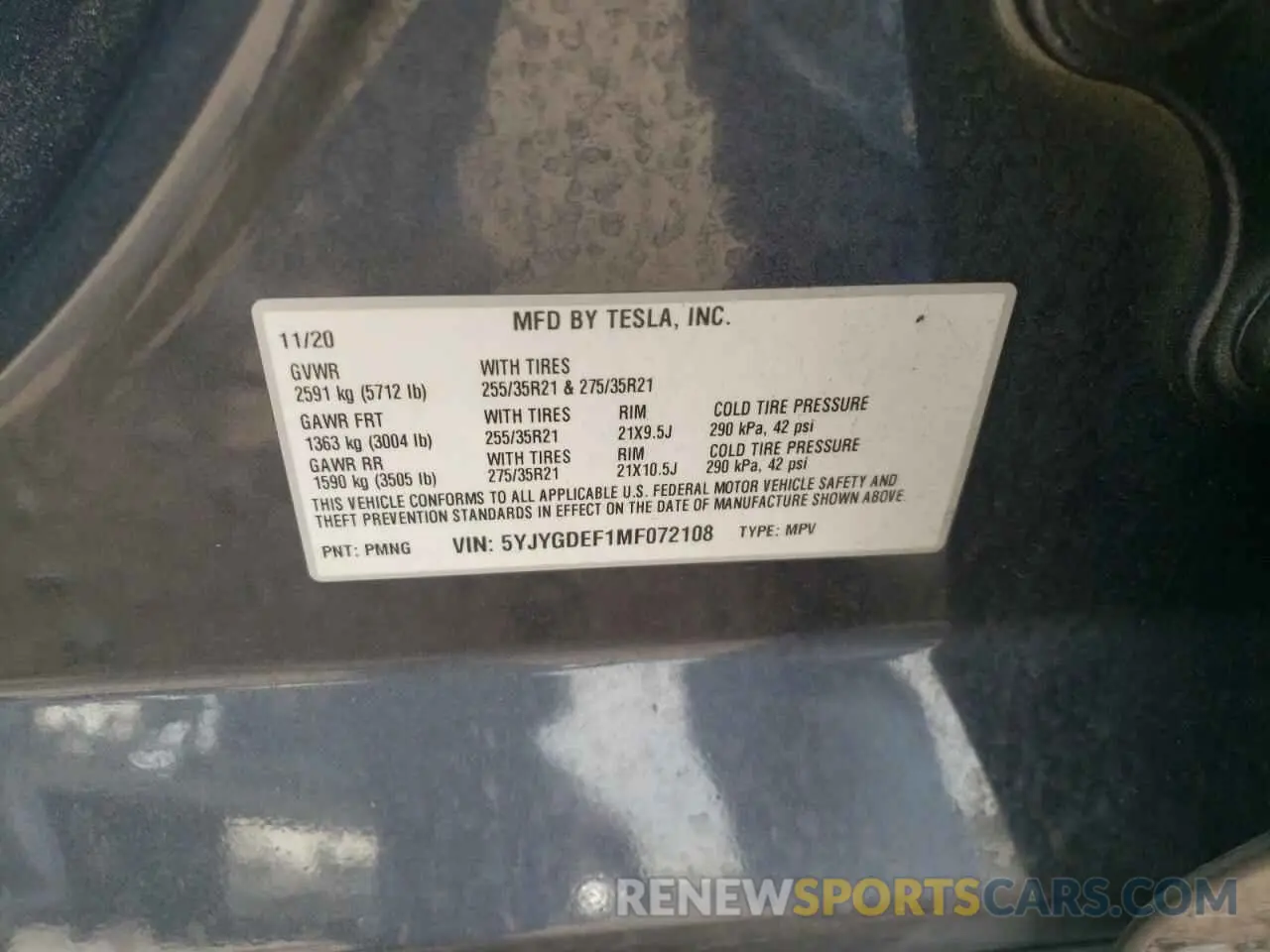 13 Photograph of a damaged car 5YJYGDEF1MF072108 TESLA MODEL Y 2021