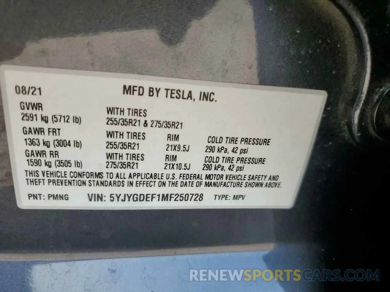 12 Photograph of a damaged car 5YJYGDEF1MF250728 TESLA MODEL Y 2021